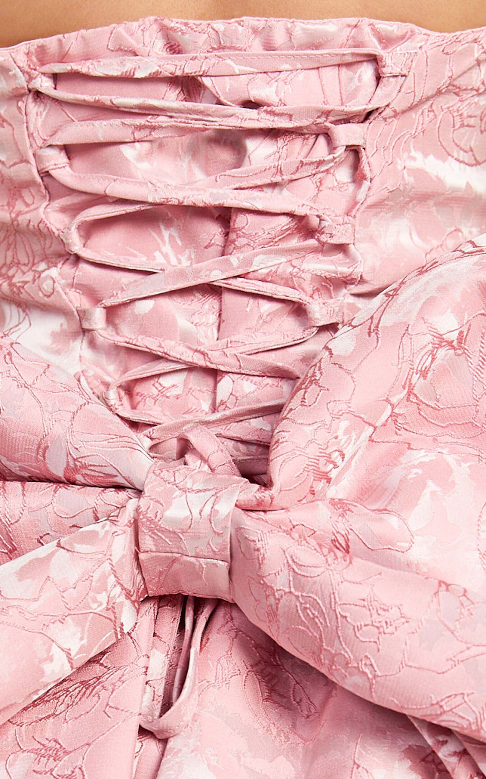 Wynn Mini Dress - Strapless Ribbon Back Detail Dress in Pink