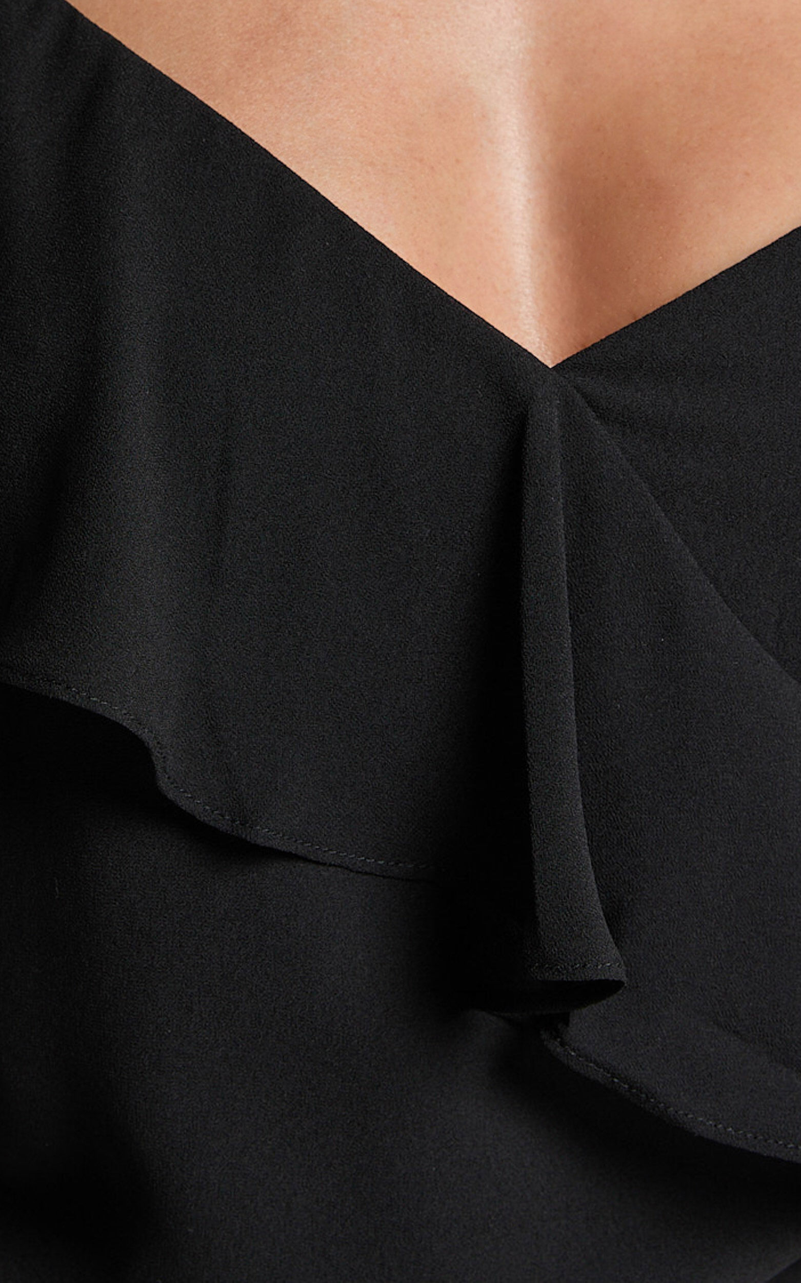 Zaria Mini Dress - Asymmetric Frill Detail Mini Dress in Black