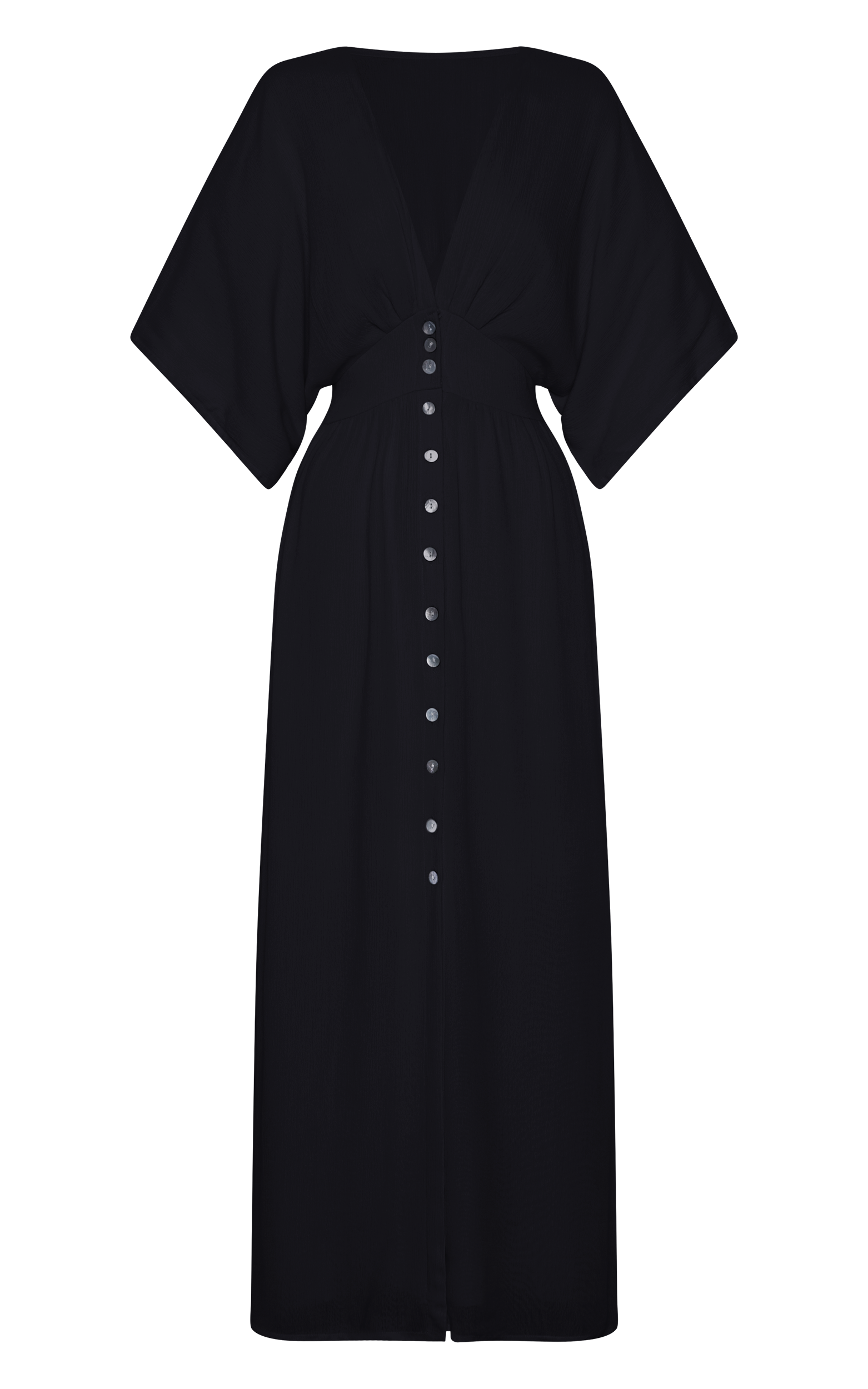 Sitting Pretty Maxi Dress - Short Sleeve Button Down Dress in Black