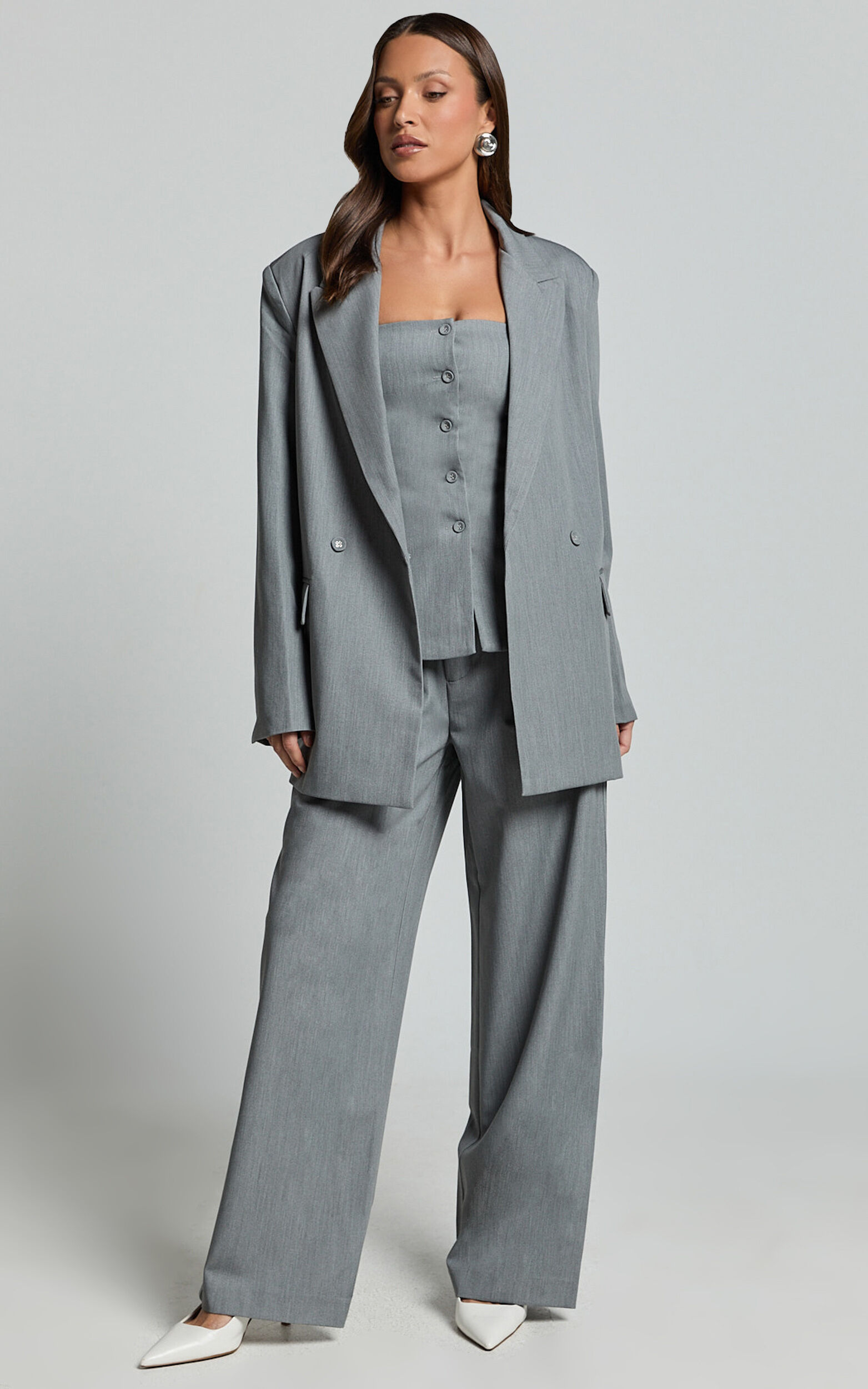 Hope Blazer - Oversized Double Breasted Blazer in Grey