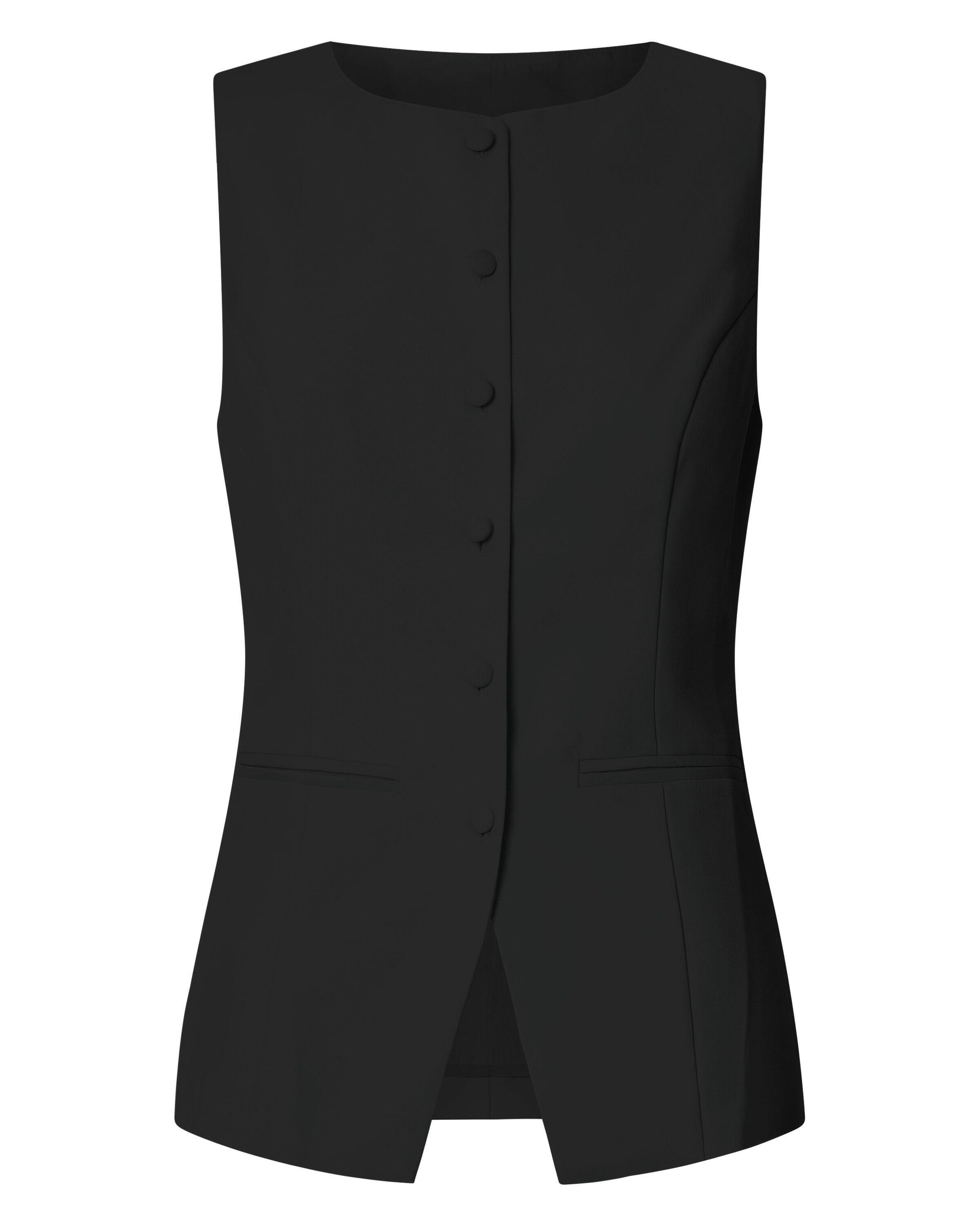 Desi Top - Longline Crew Neck Vest Top in Black