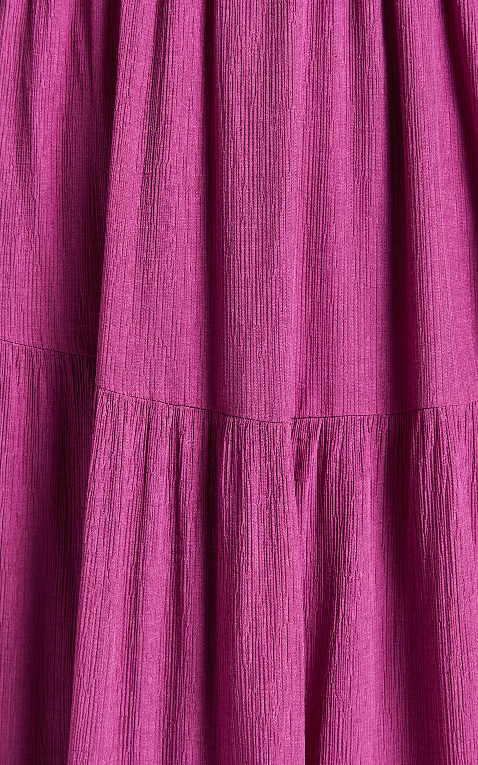 Claudia Maxi Dress - Halter Neck Low Back Empire Waist Tiered Dress in Magenta