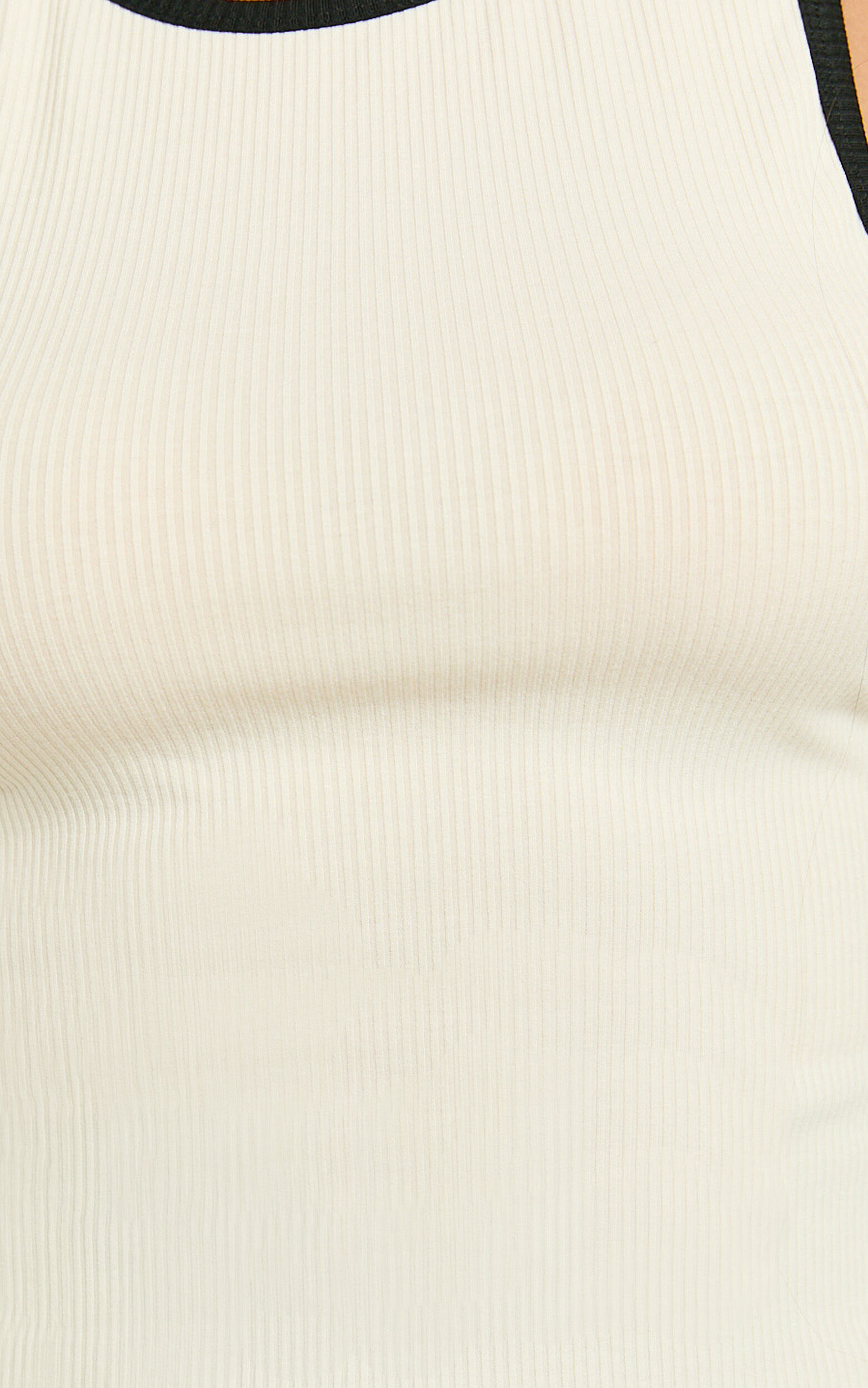 Lacey Top - Scoop Neck Contrast Bind Detail Top in Cream/Black