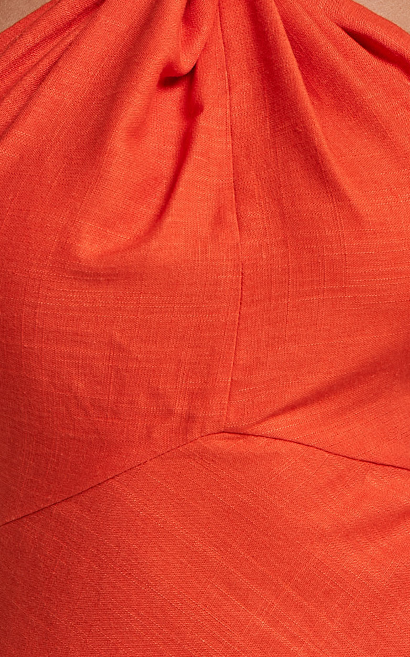 Louie Mini Dress - Linen Halter Neck Dress in Orange