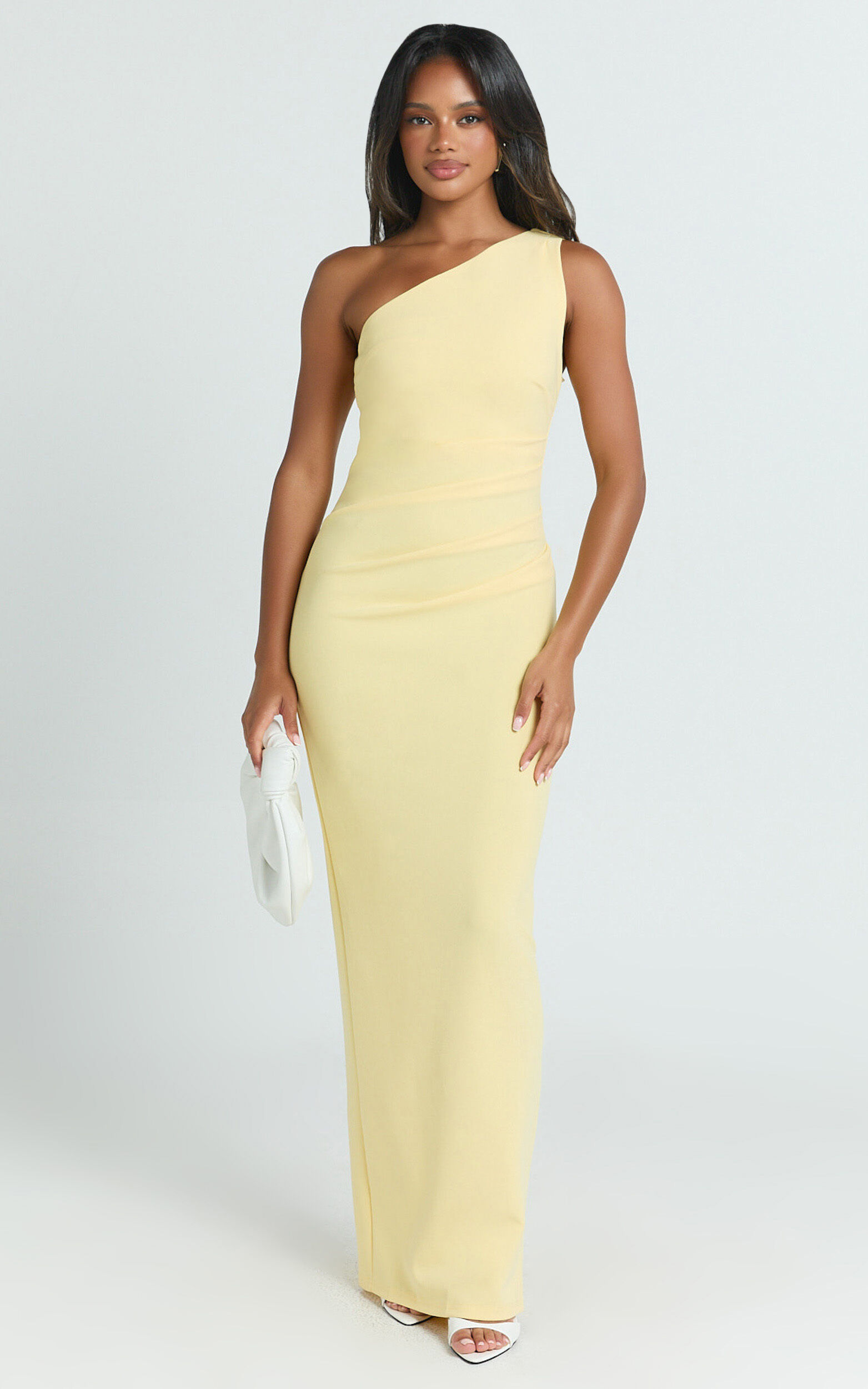 Criselda Maxi Dress - One Shoulder Maxi Dress in Lemon
