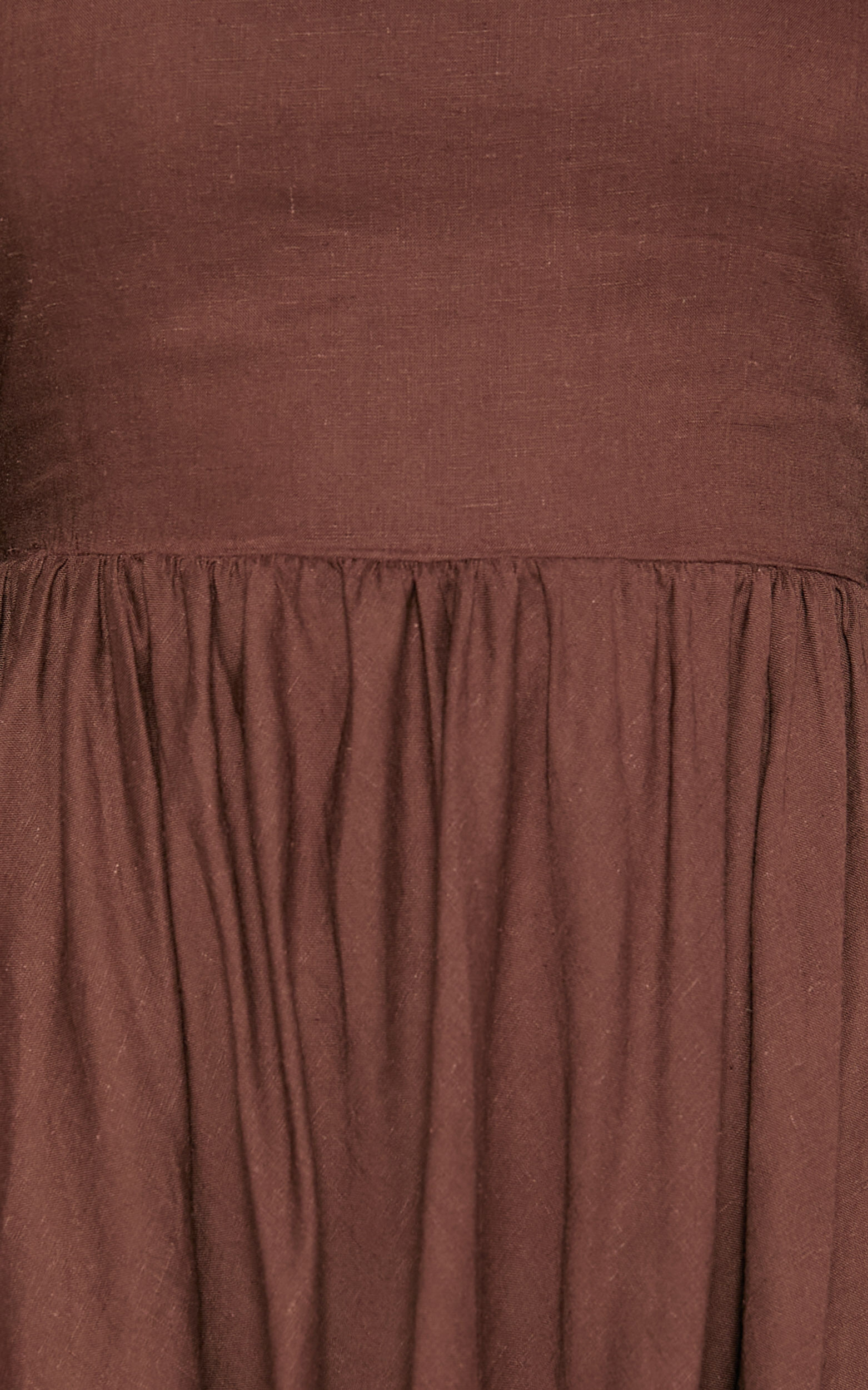 Alessandra Mini Dress - Linen Puff Sleeves Dress in Chocolate