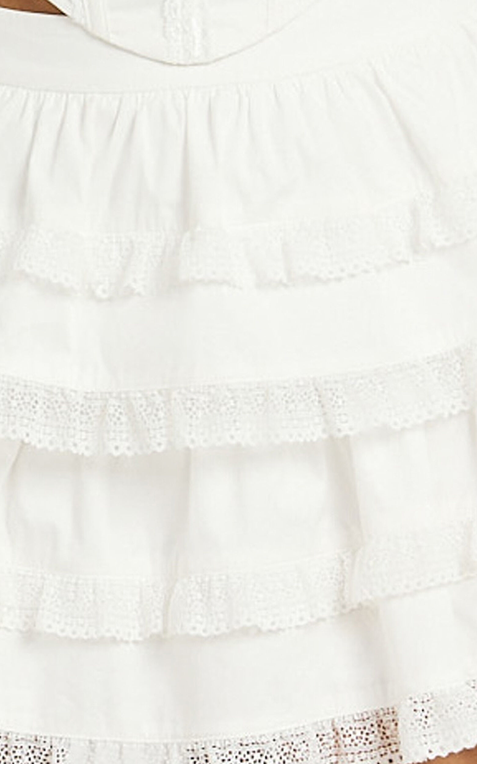 Pascal Mini Skirt - Lace Trim Tiered Skirt in Ivory