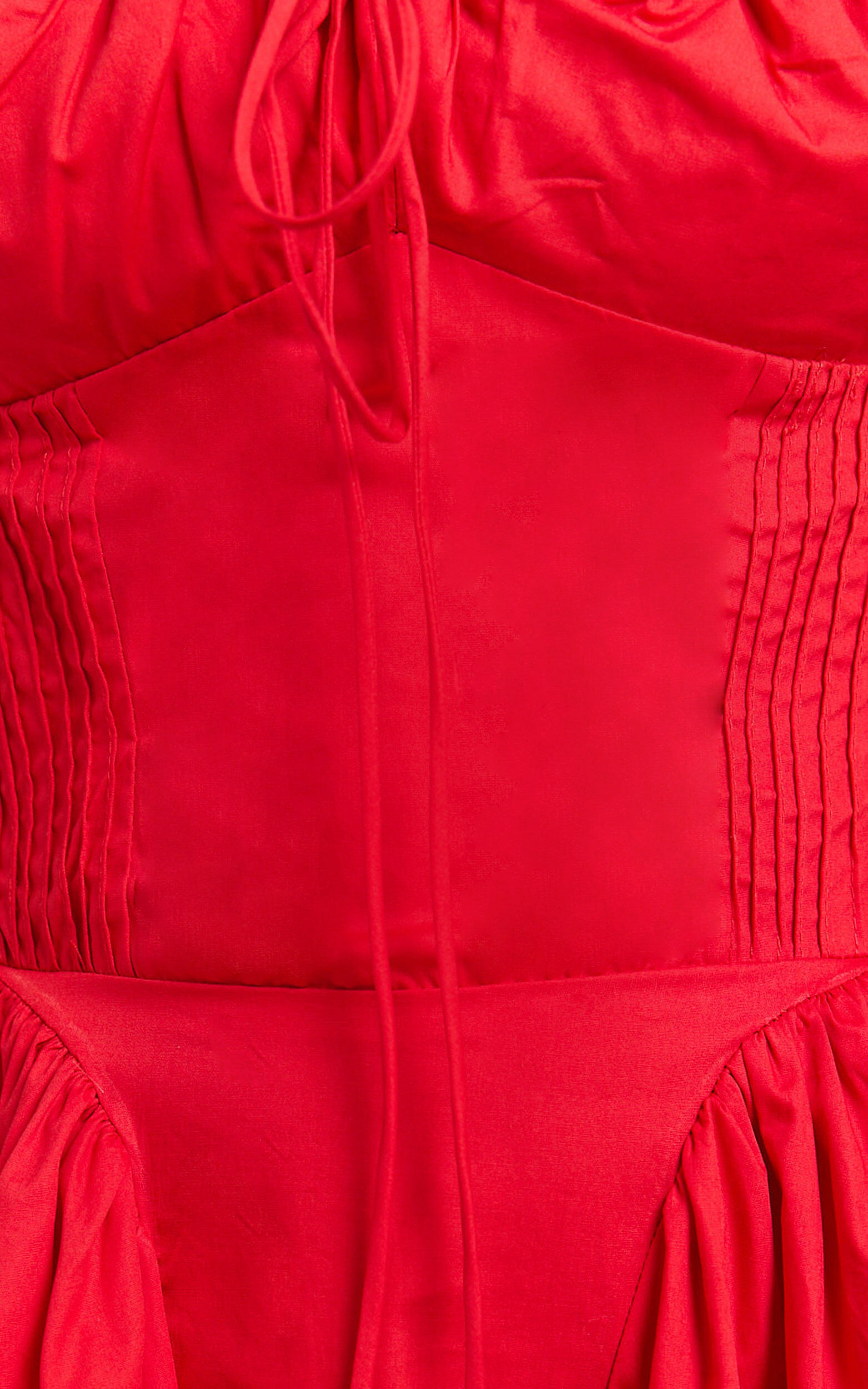 Marikris Midi Dress - Ruched Bust Halter Neck Dress in Red