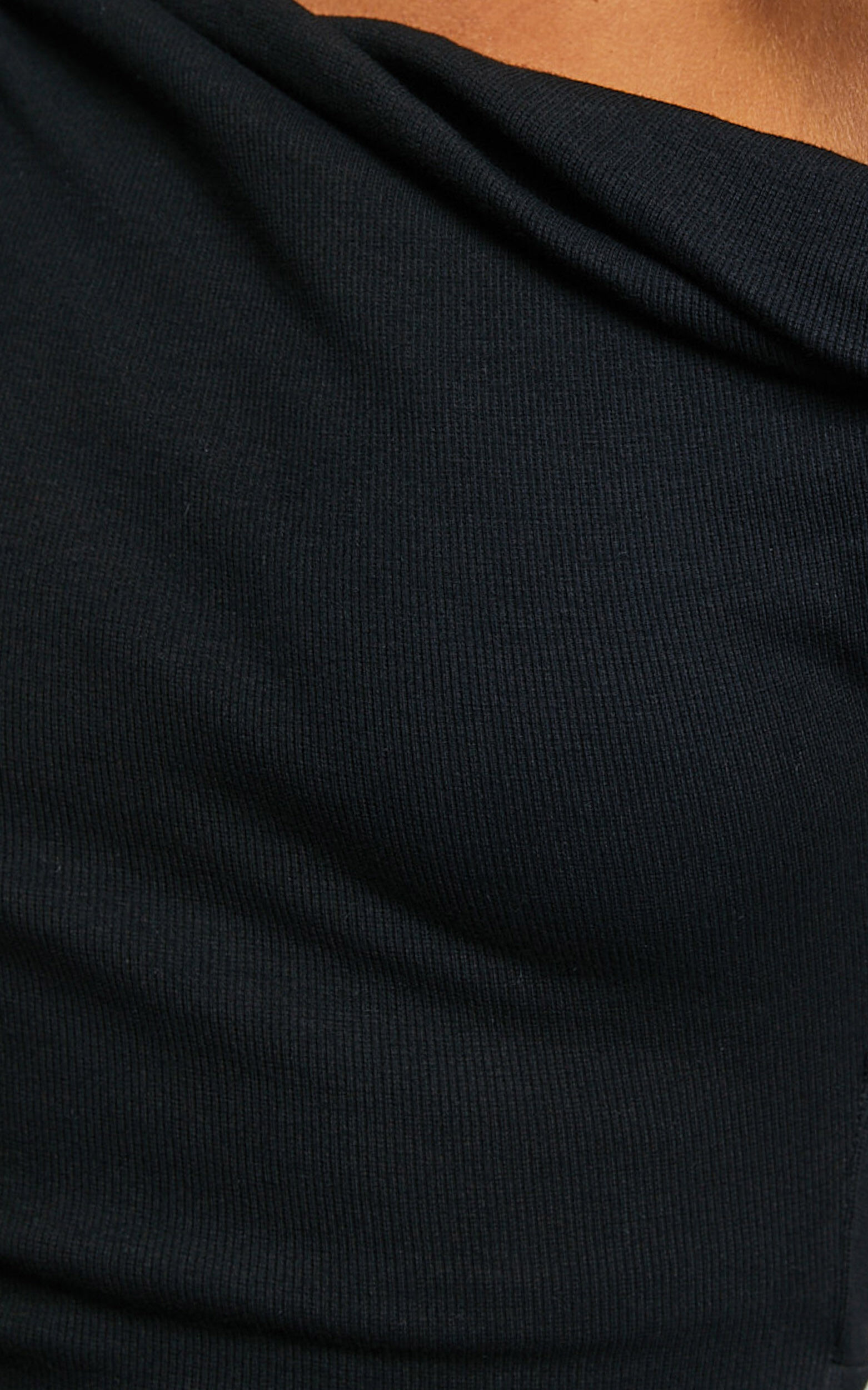 Clementine Mini Dress - Ribbed Off Shoulder Bodycon Dress in Black