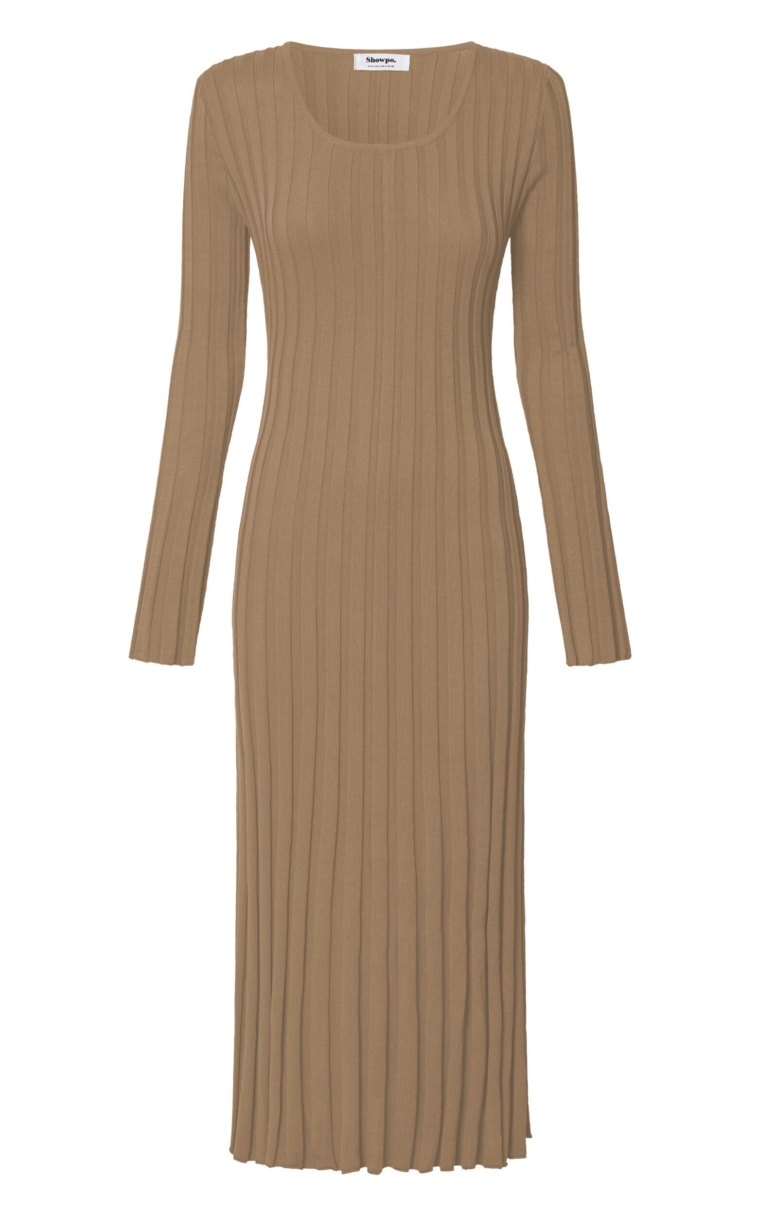 Blaire Midi Dress - Long Sleeve Tie Back Flare Dress in Roasted Cashew