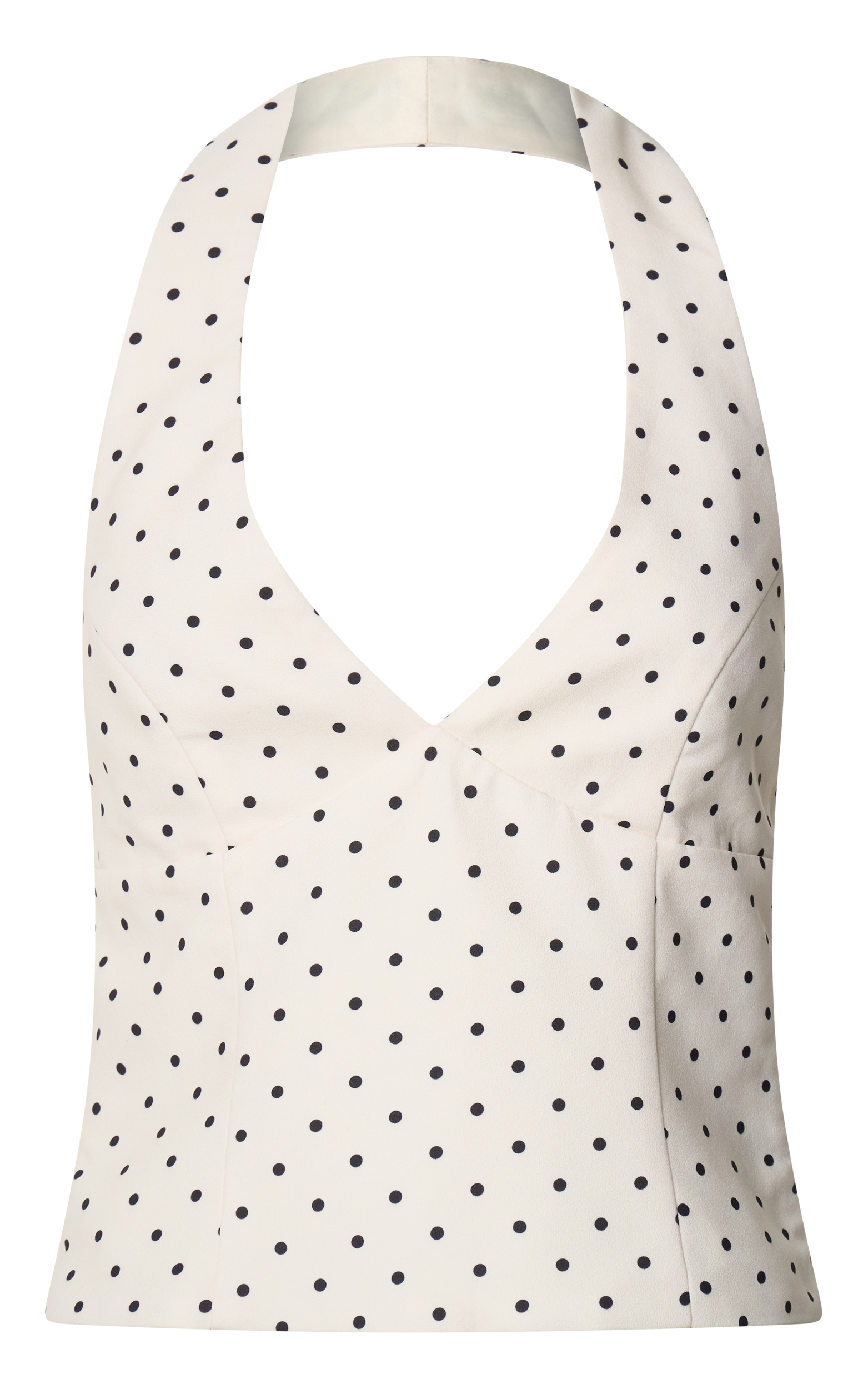 Amani Top -  Recycled Halter Plunge Neck Polkadot Top in White
