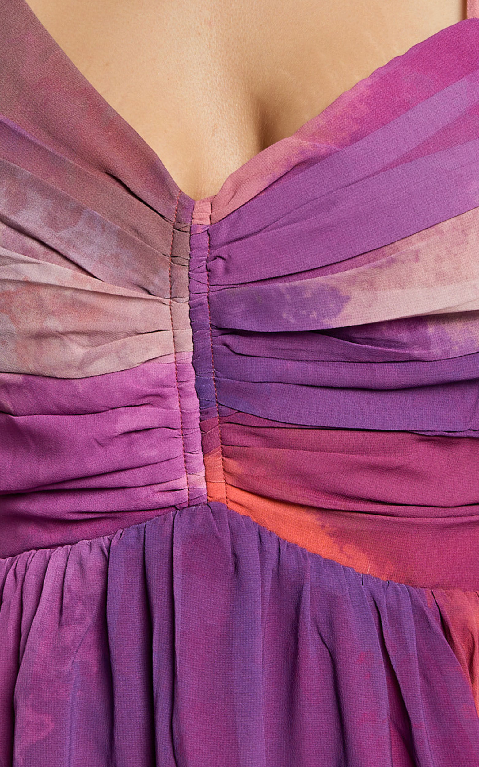 Josephine Midi Dress - Recycled Polyester Strappy Cross Tie Back Dress in Coral Mirage Print