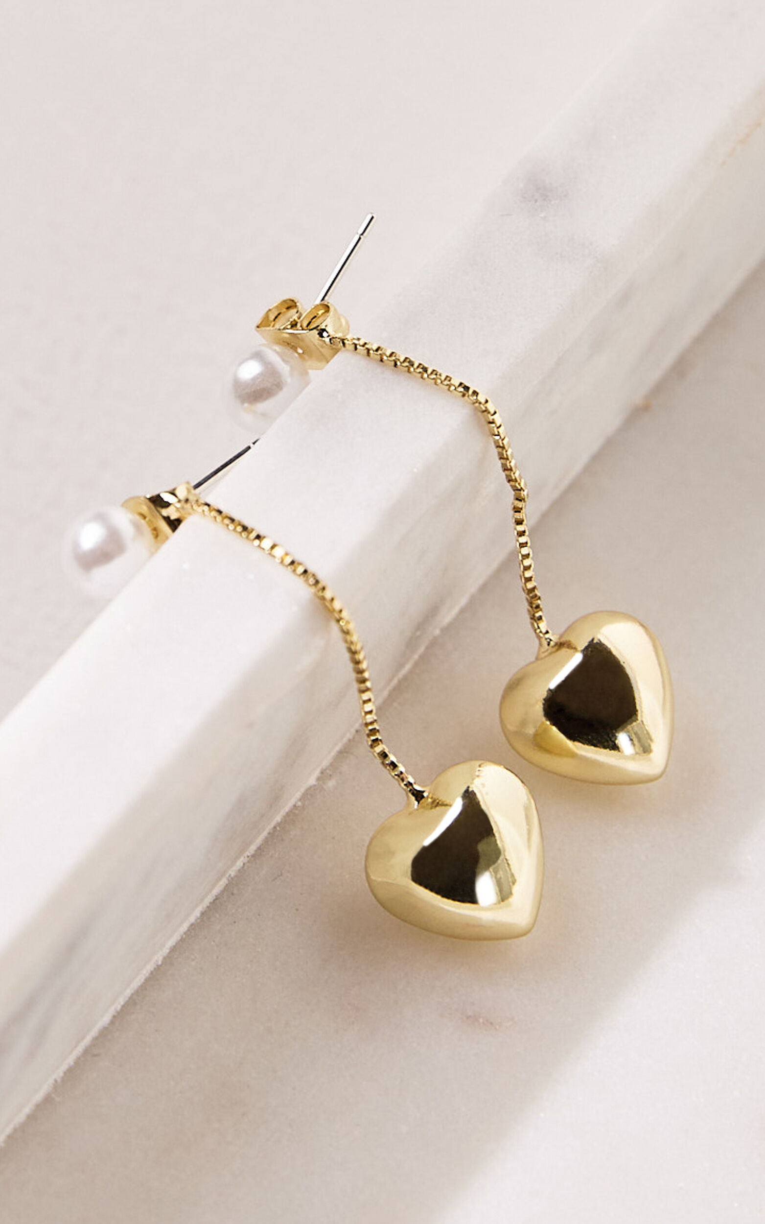 Bella Earrings - Drop Heart Pendant Earrings in Gold
