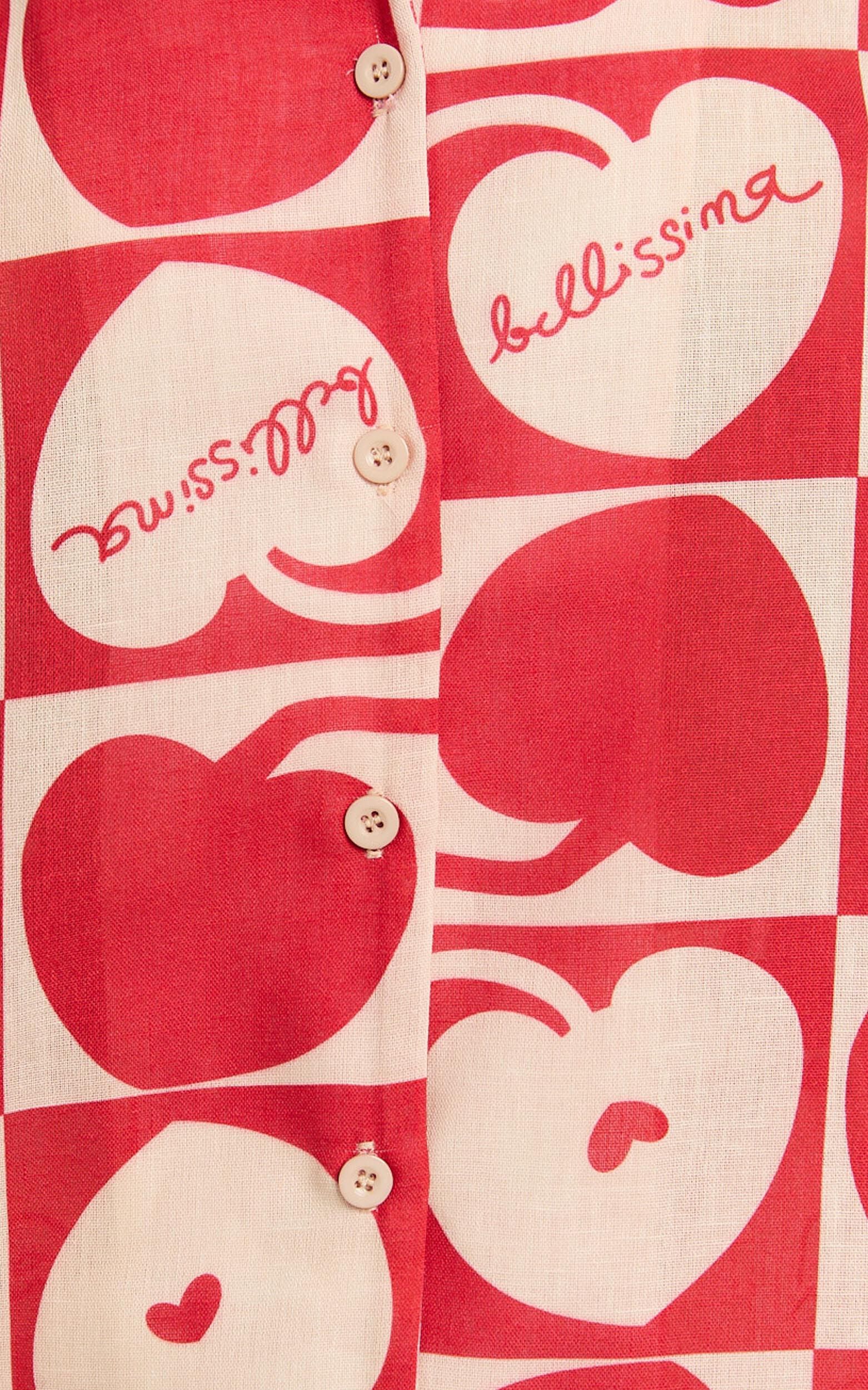 Vangie Shirt - Linen Look Short Sleeve Shirt in Red/Pink