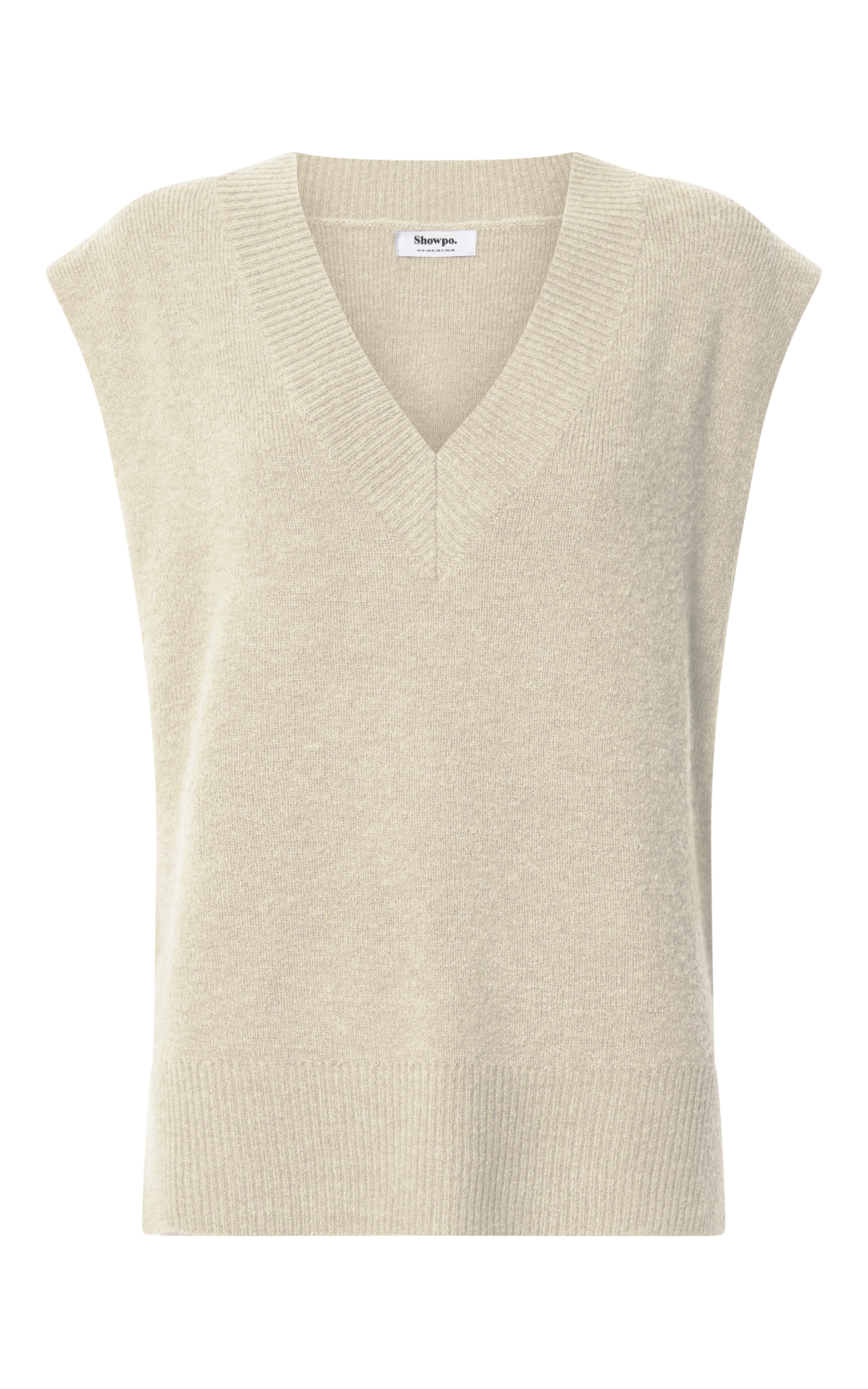 Chenelle Top - Sleeveless Knit Sweater Vest in Stone