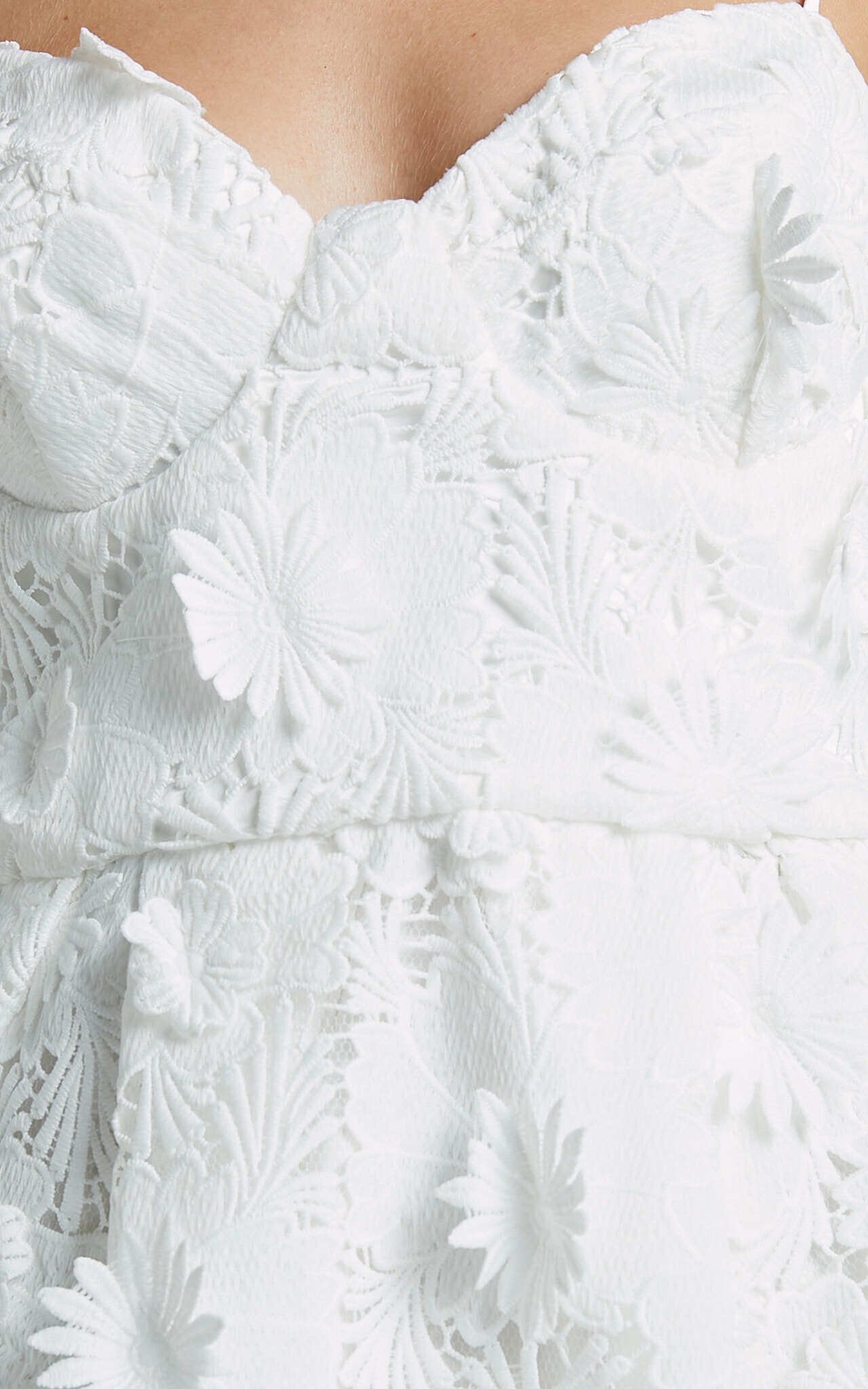 Attilie Mini Dress - Sweetheart Bustier 3D Floral in White