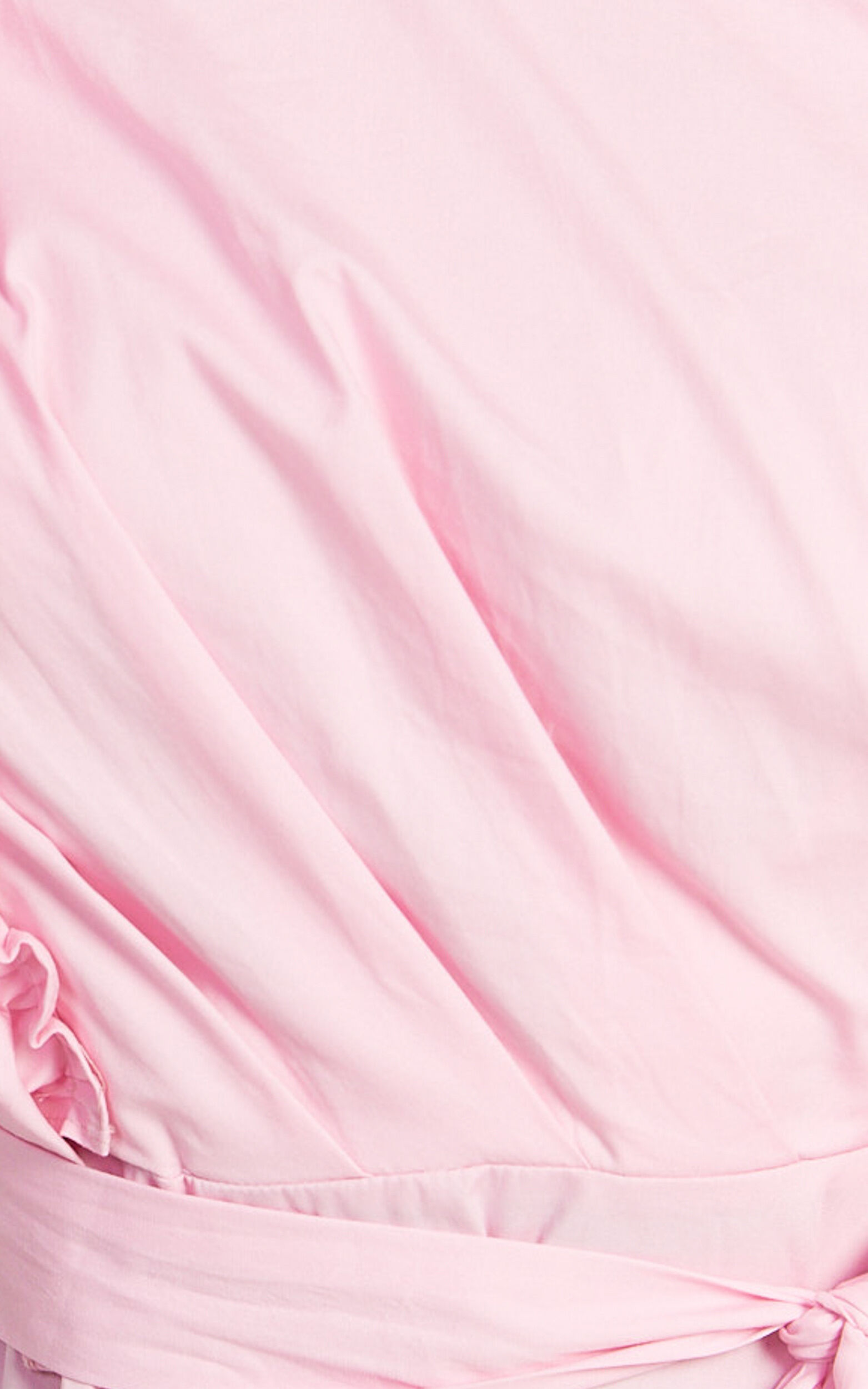 Almeida Midi Dress - One Shoulder Ruffle Detail Belted Dress in Pink