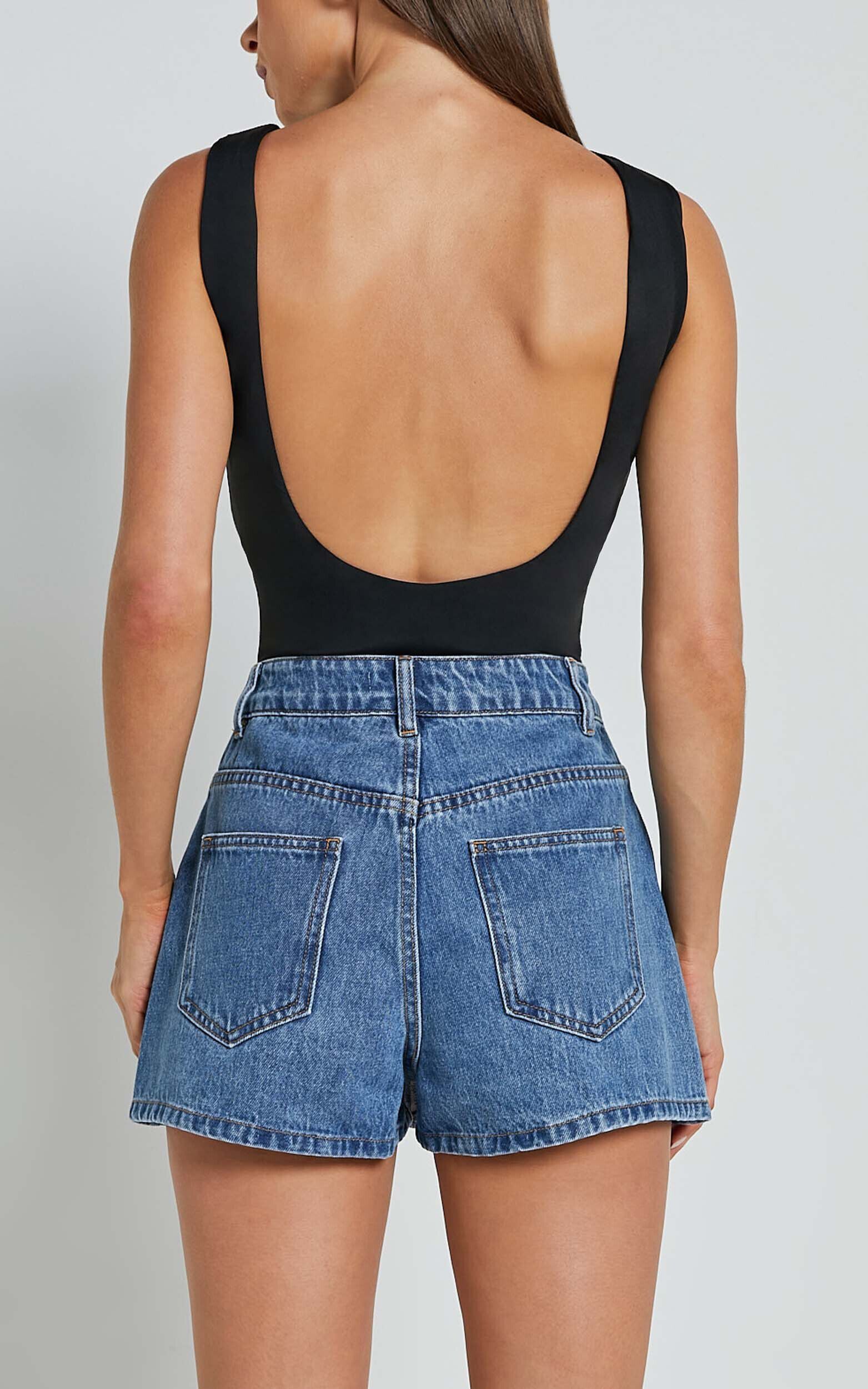 Harriet Skort - Mid Waisted Recycled Denim Skort in Mid Blue Wash