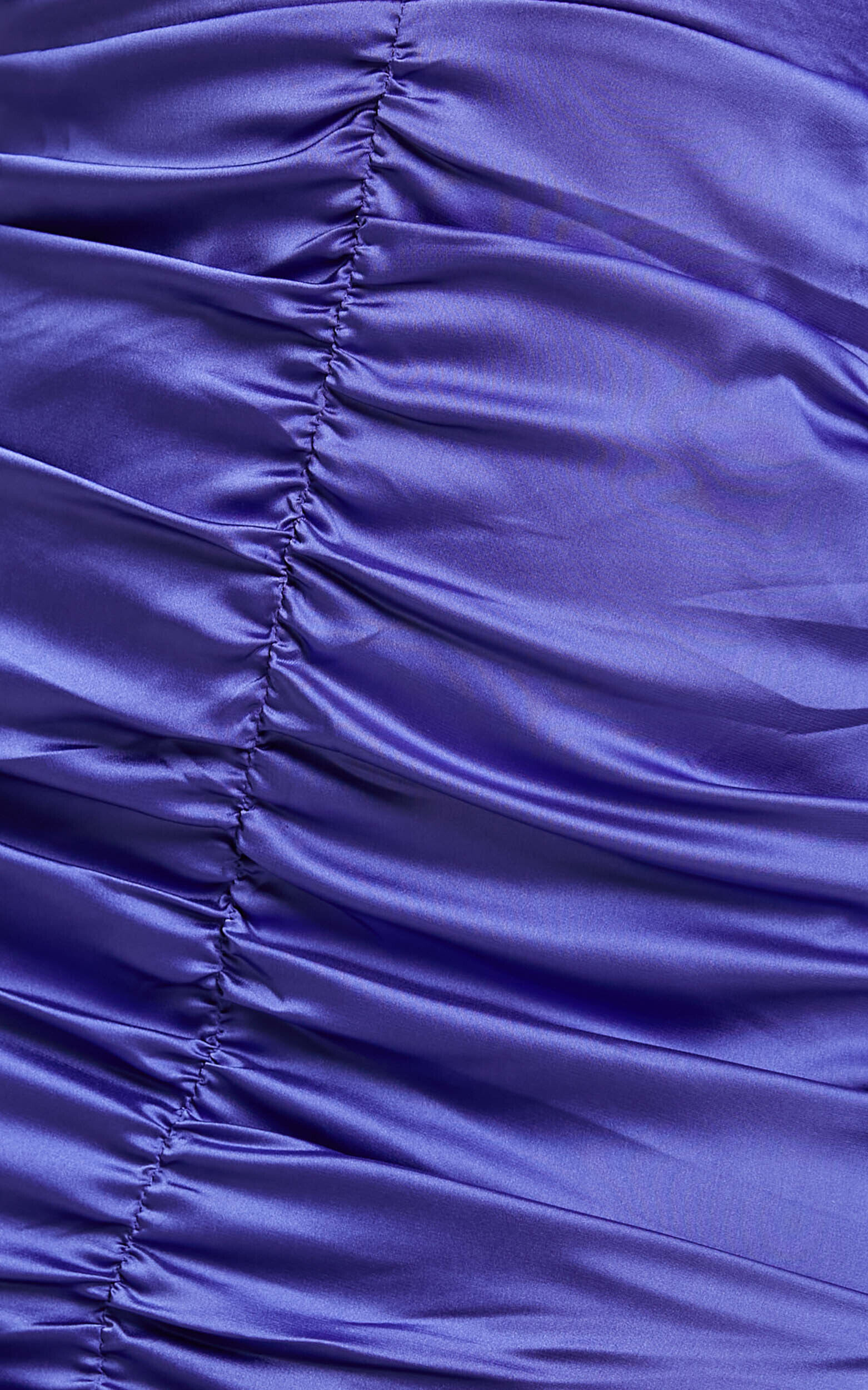 Nicole Mini Dress - Plunge Neck Ruched Dress in Steel Blue