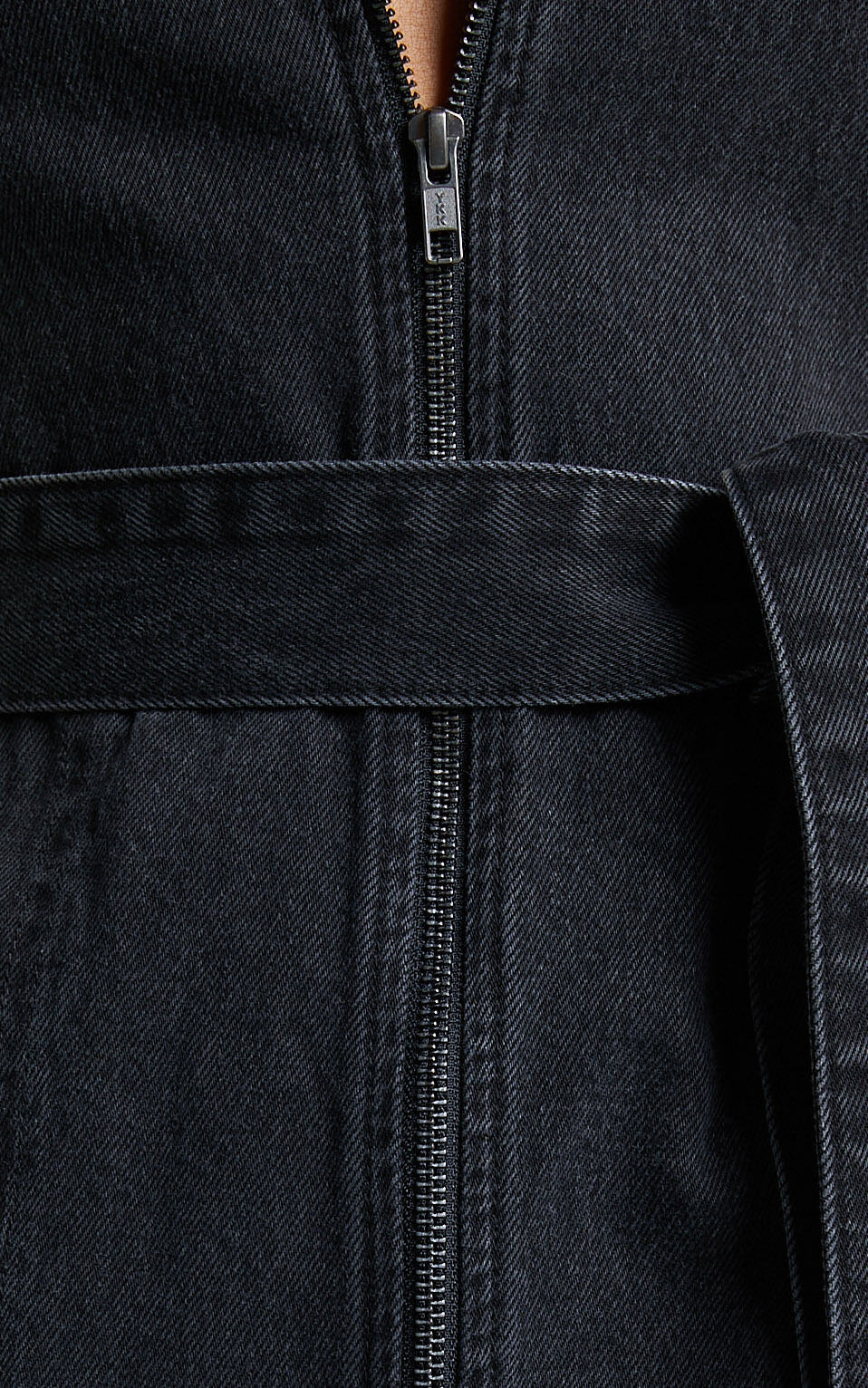 Nandini Mini Dress - Zip Through Denim Dress in Black Wash