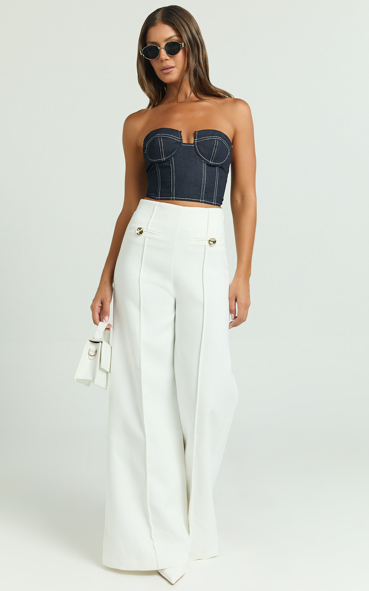 Clara Pants - High Waisted Wide Leg Pants in White