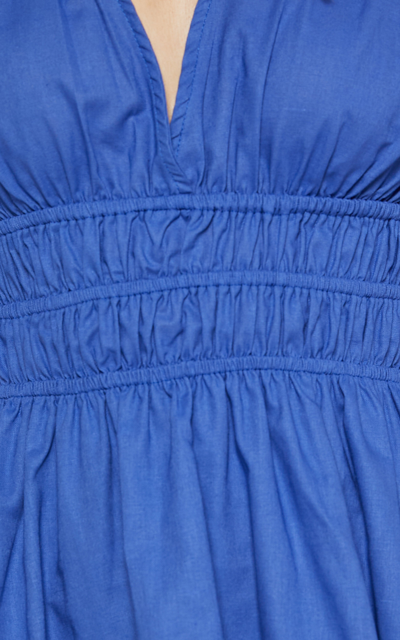 Francesca V Neck Puff Sleeves Mini Dress in Cornflower Blue