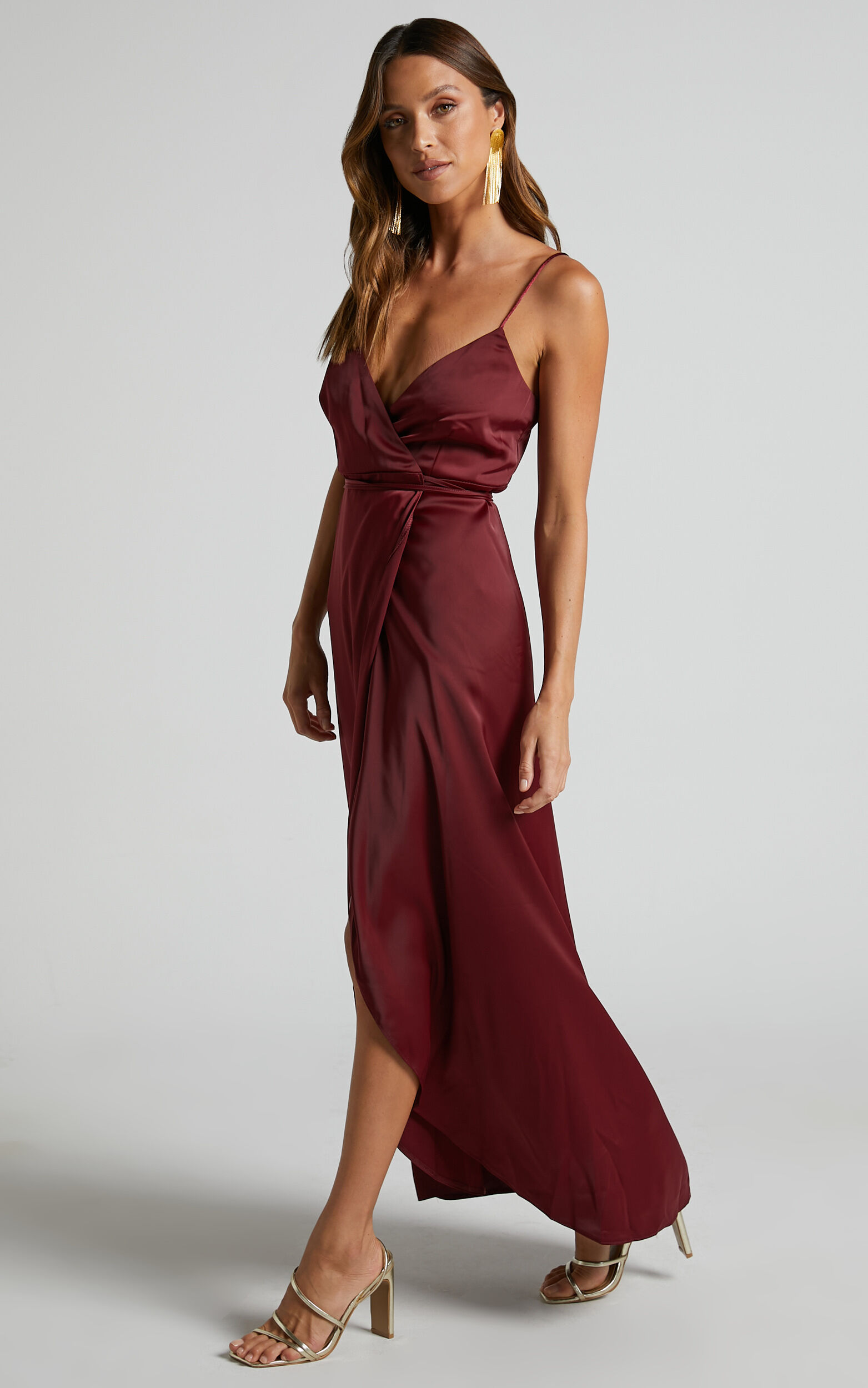 Mine Would Be You Midi Dress - Wrap Dress in Wine