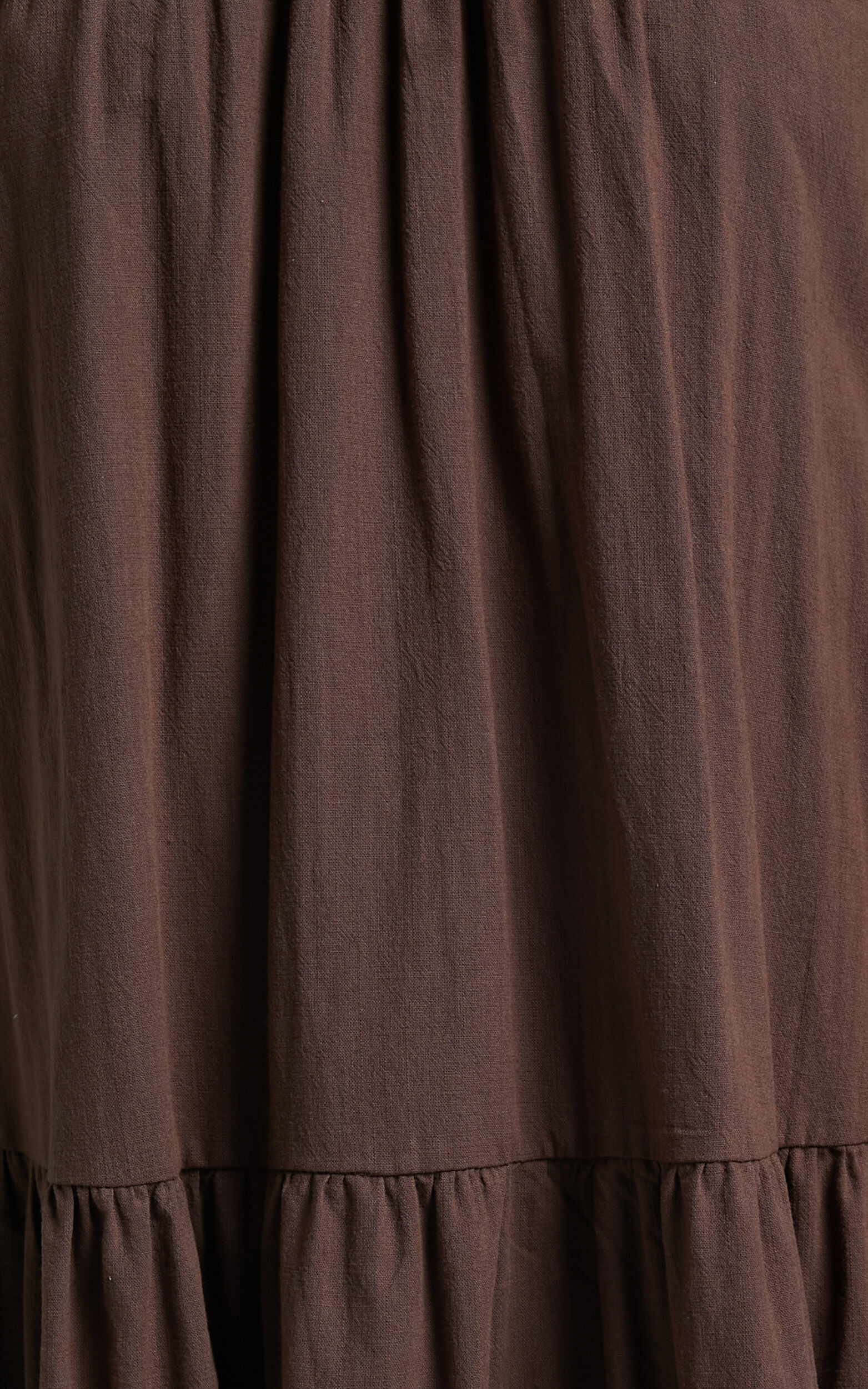 Zaharrah Midi Dress - Tiered Dress in Chocolate Linen Look