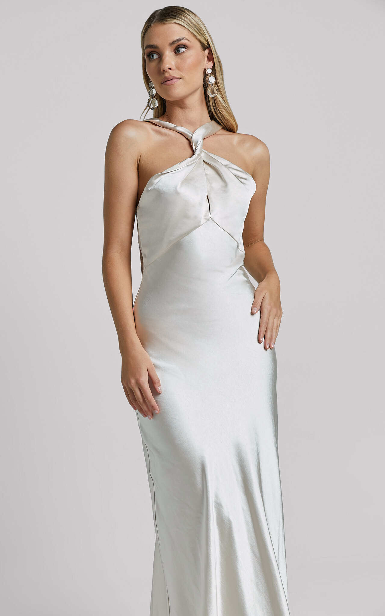 Florita Maxi Dress - Twist Halter Slip in Ivory