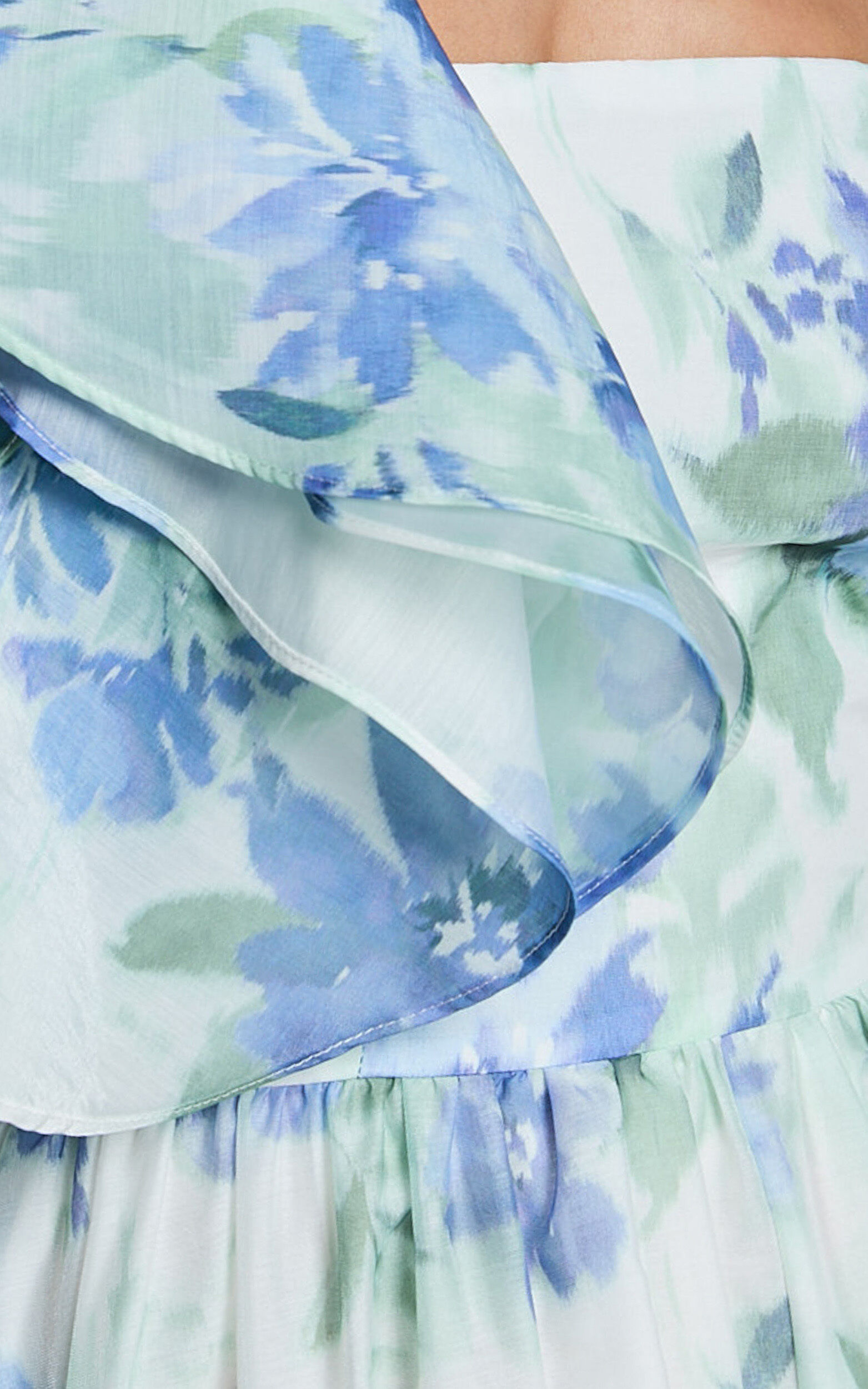 Amalie The Label - Fleur Halter Ruffle Detail A Line Maxi Dress in Elysian Print