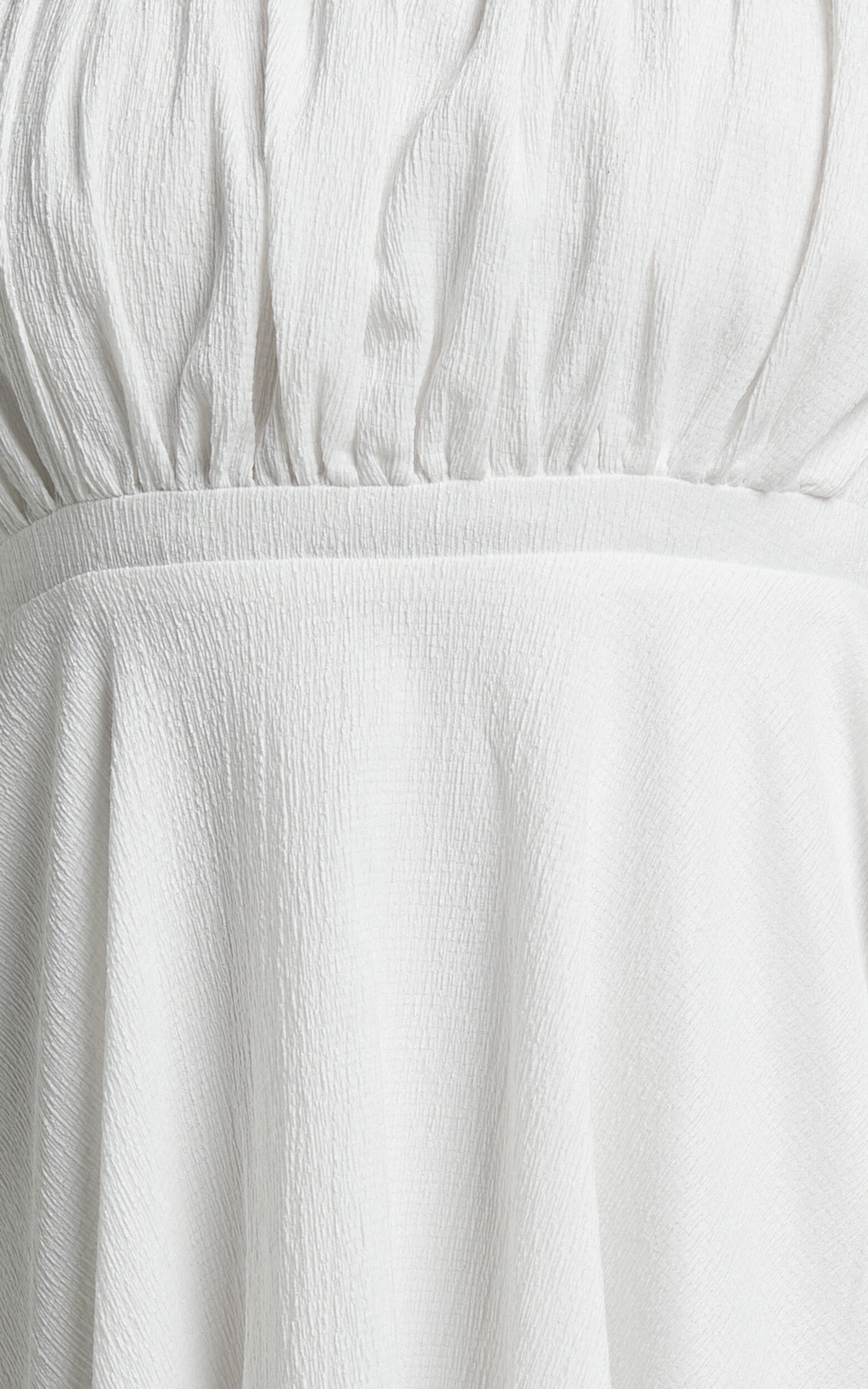 Aziah Mini Dress - Tie Shoulder Ruched Bodice Dress in White