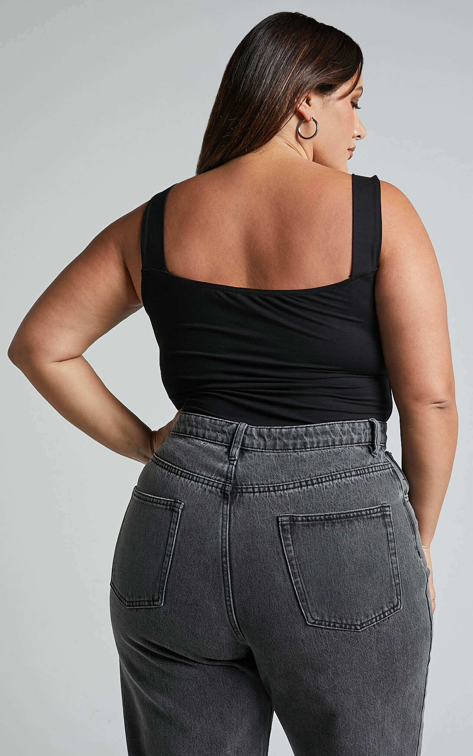 Off My Back Bodysuit - Square Neck Bodysuit in Black