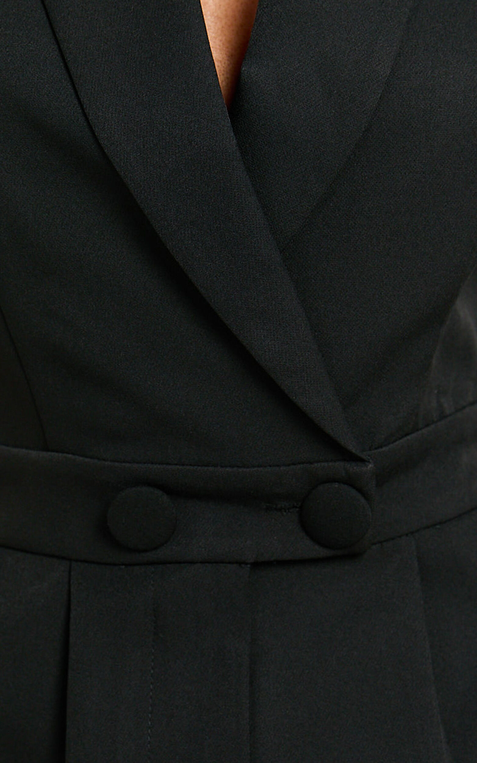 Octavie Jumpsuit - Plunge Wide Leg Jumpsuit in Black