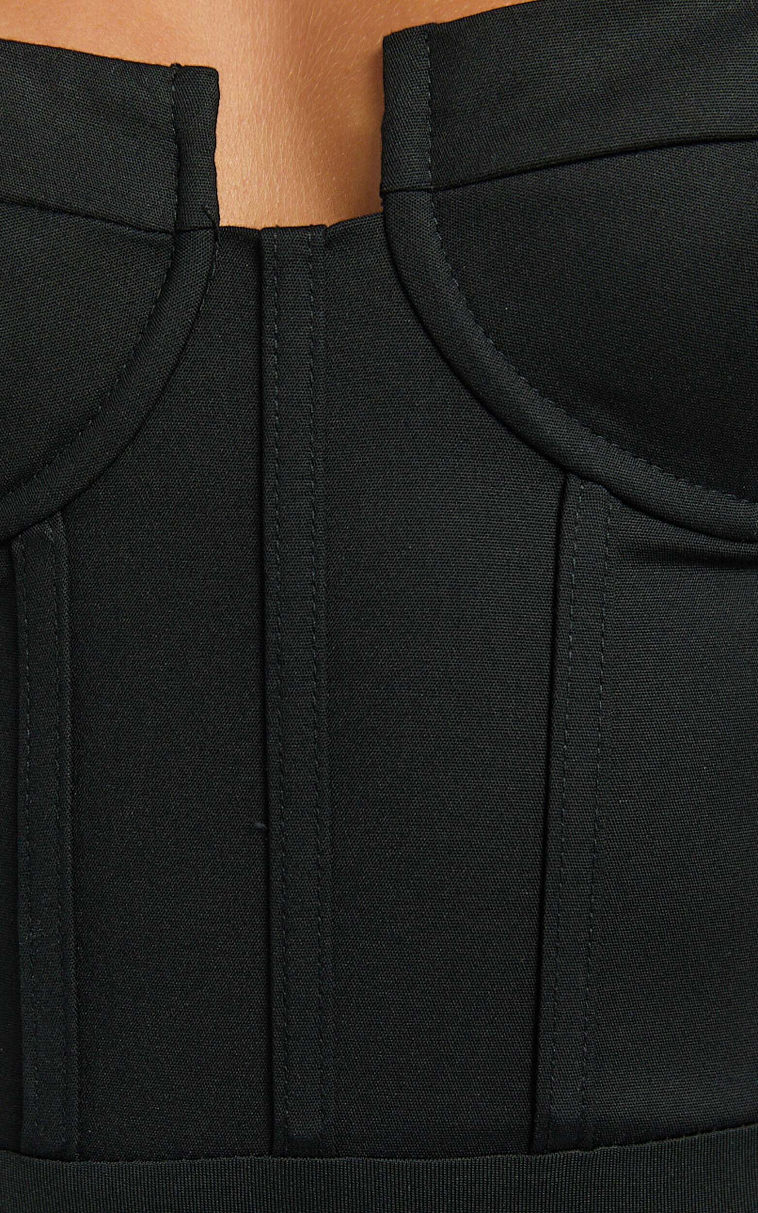 Brigitte Bodysuit - Sweetheart Paneled Bodysuit in Black