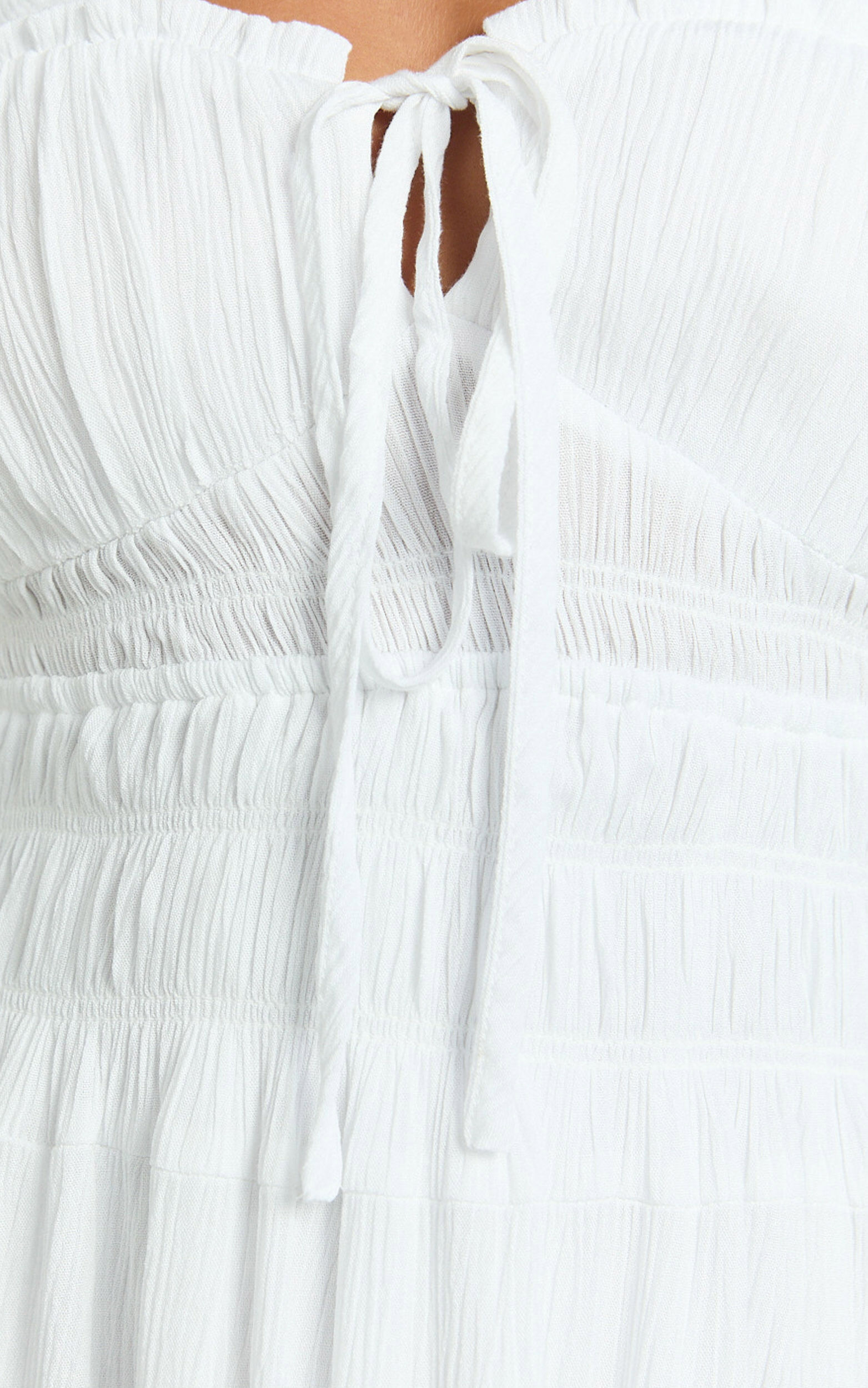 Nova Midi Dress - Open Back Ruched Dress in White