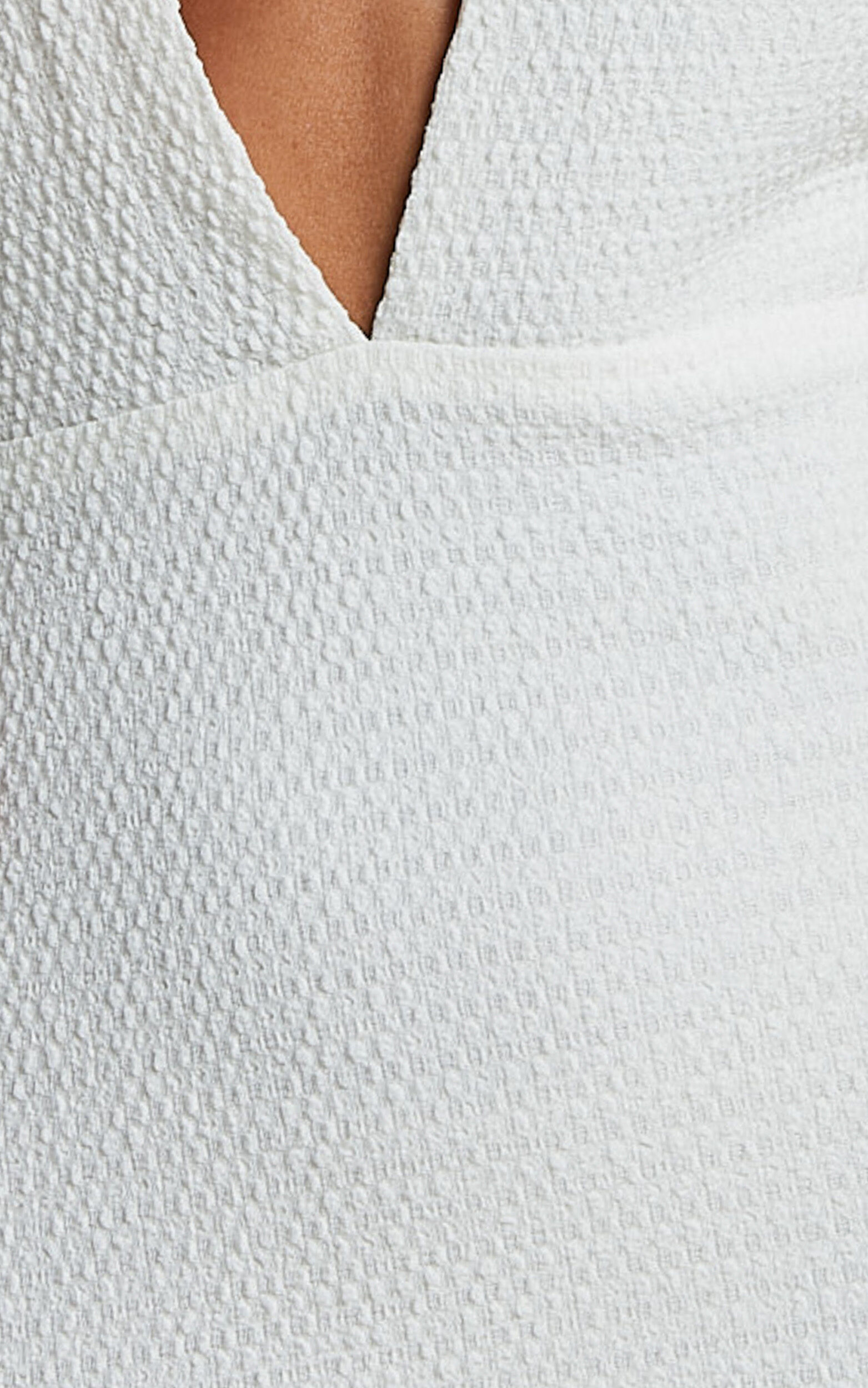 Ada Maxi Dress - Halter Plunge Textured Jersey Open Back Dress in White