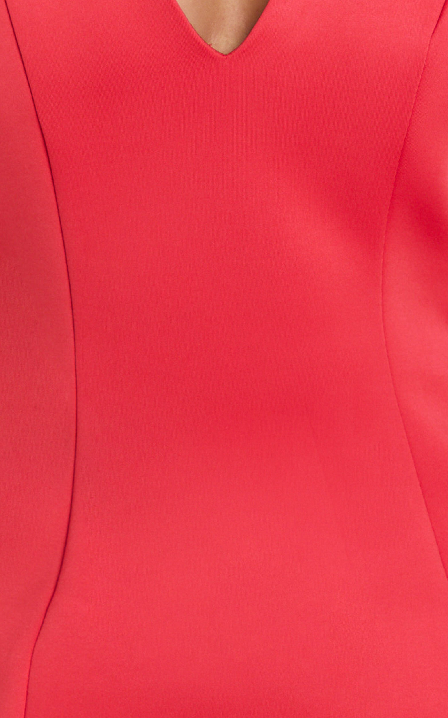 Gaia Mini Dress - Plunge Halter Fit and Flare Dress in Red