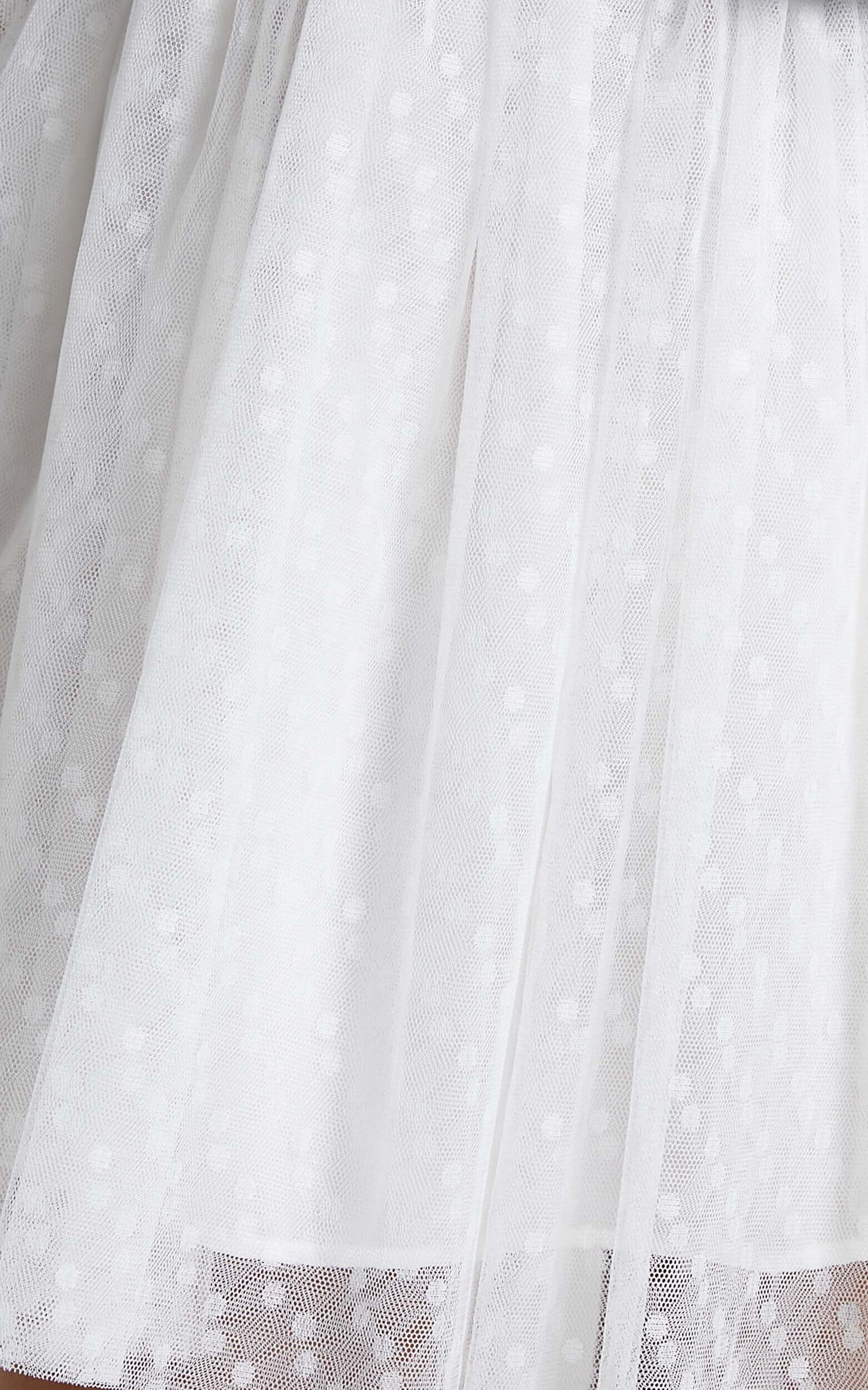 Mariabella Mini Dress - Tulle Plunge Dress in White