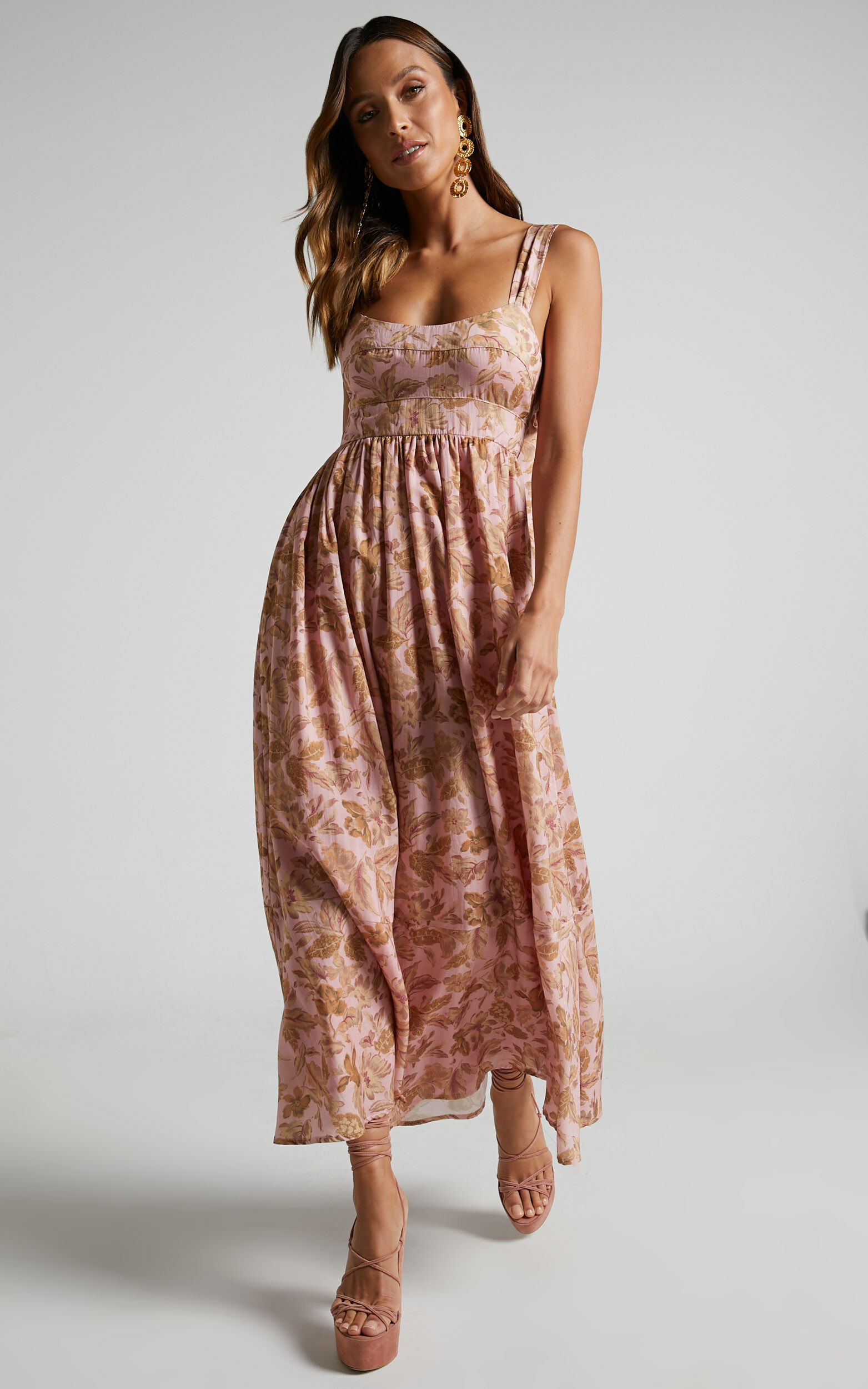 Amalie The Label - Kai Double Tie Back Midi Dress in Vahala Print