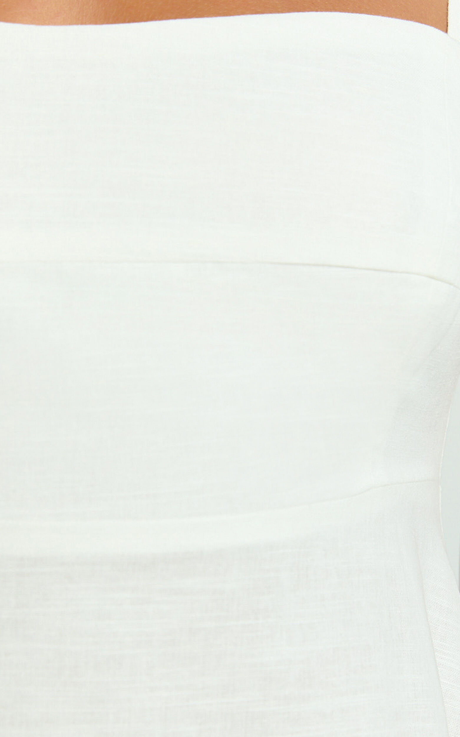 Brette Midi Dress - Linen Straight Neck Strappy Fit And Flare Dress in White