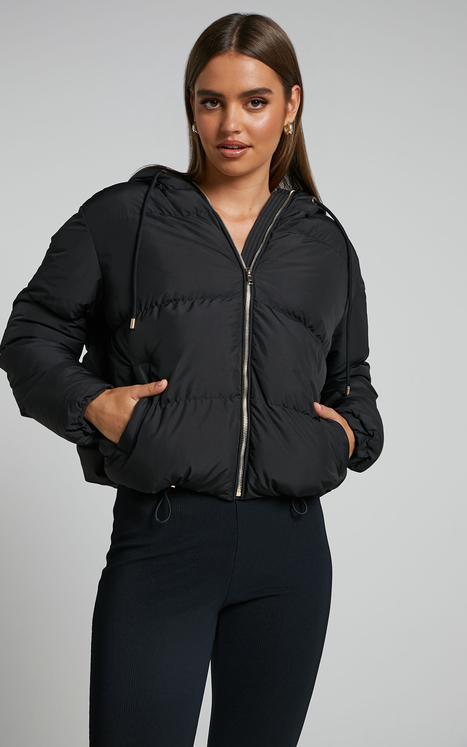 Helgi Jacket - Hooded Puffer Jacket in Black
