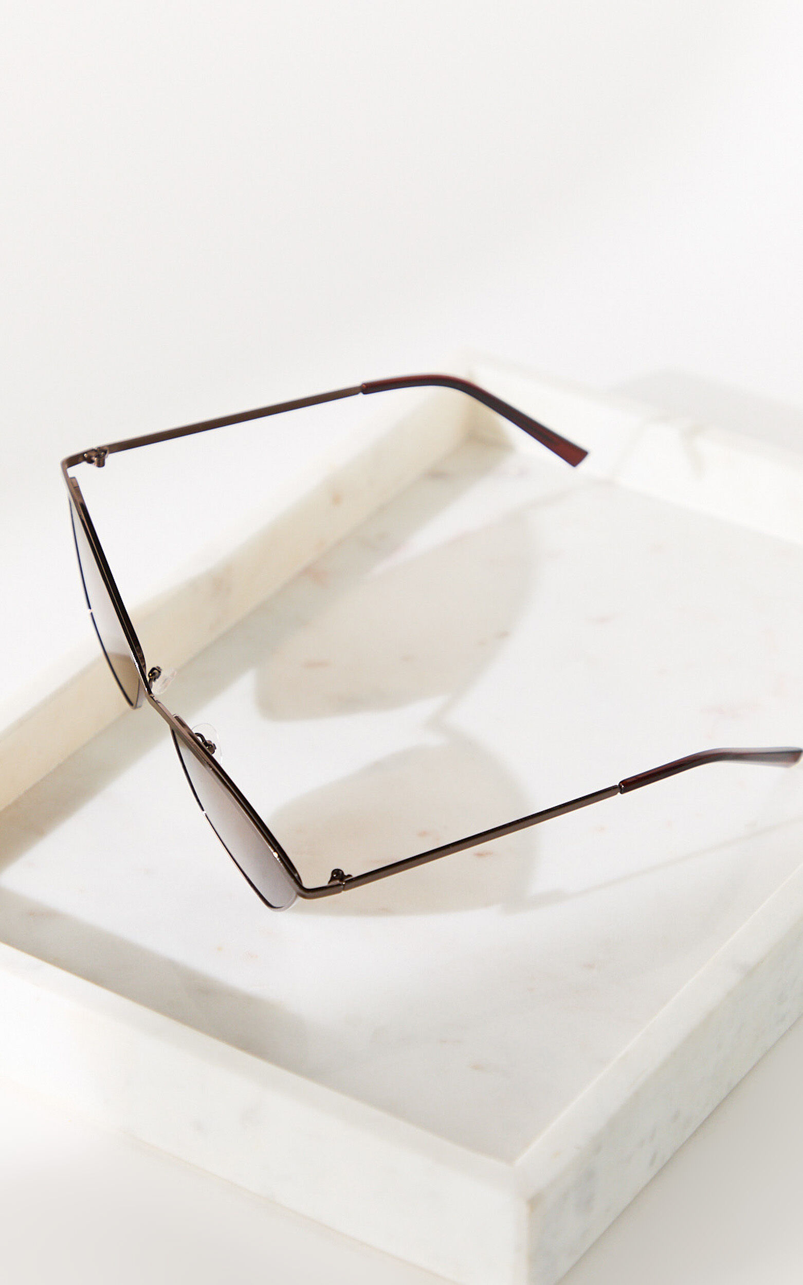 Alodia Sunglasses - Cat Eye Thin Rim Sunglasses in Brown