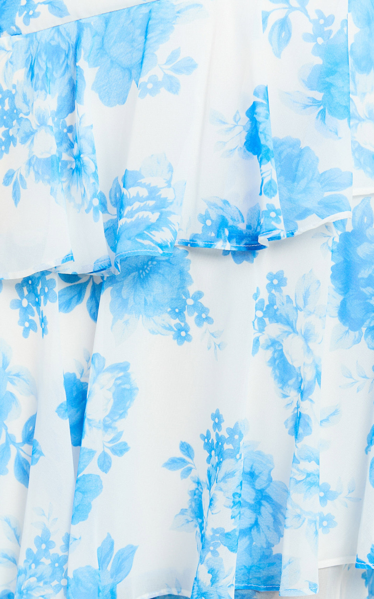 Beryl Midi Dress - Deep V Neck Sleeveless Layered Dress in Blue Floral