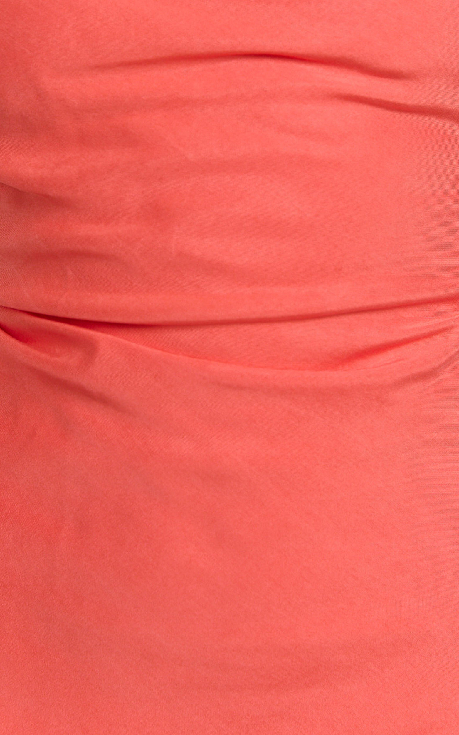 Evangeline Midi Dress - Square Neck Cross Back Bias Dress in Coral