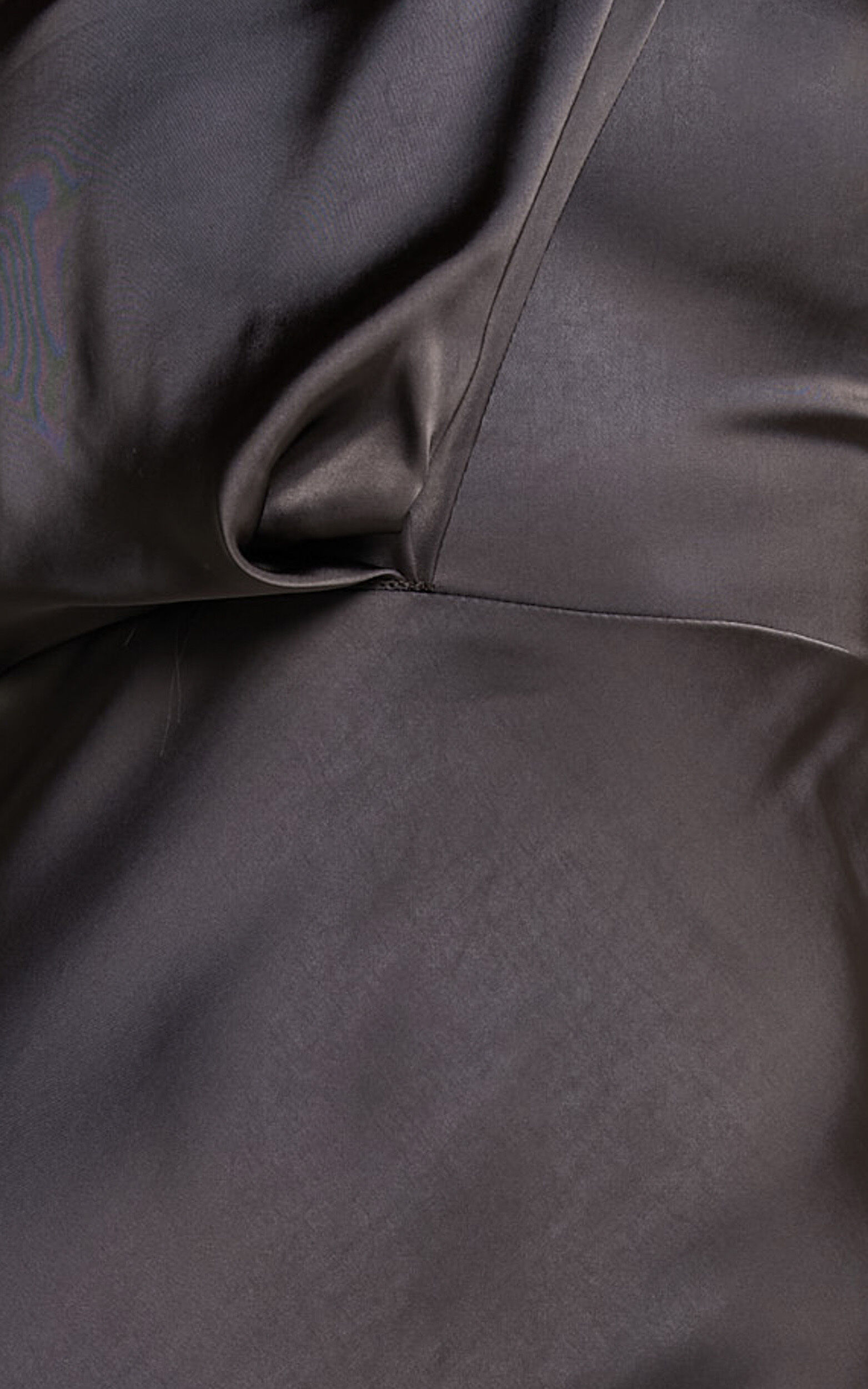 Aria Midi Dress - One Shoulder Twist Detail Satin Bias Cut Dress in Espresso