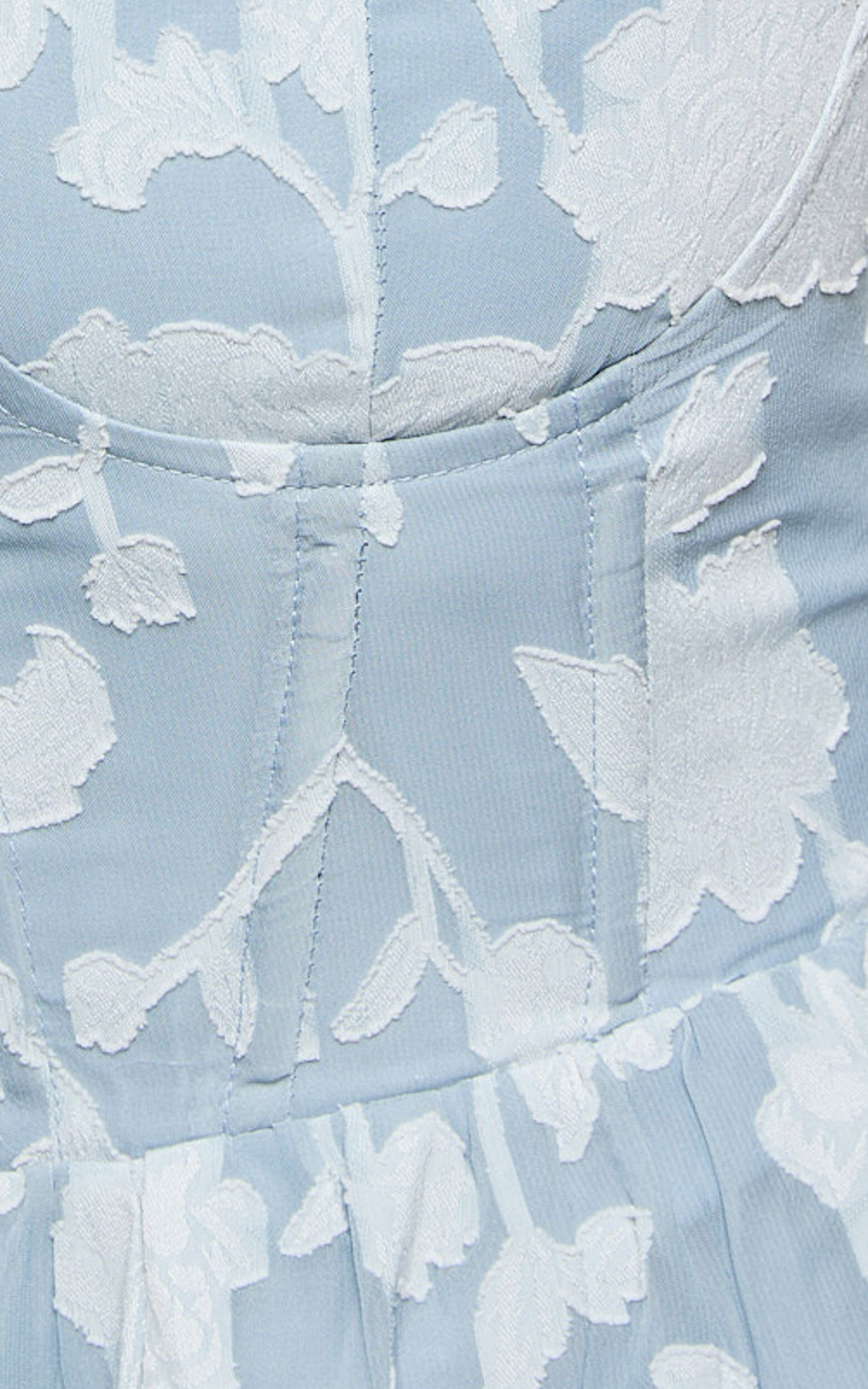 Janezkie Maxi Dress - Femme Tiered Jacquard Formal Dress in Light Blue