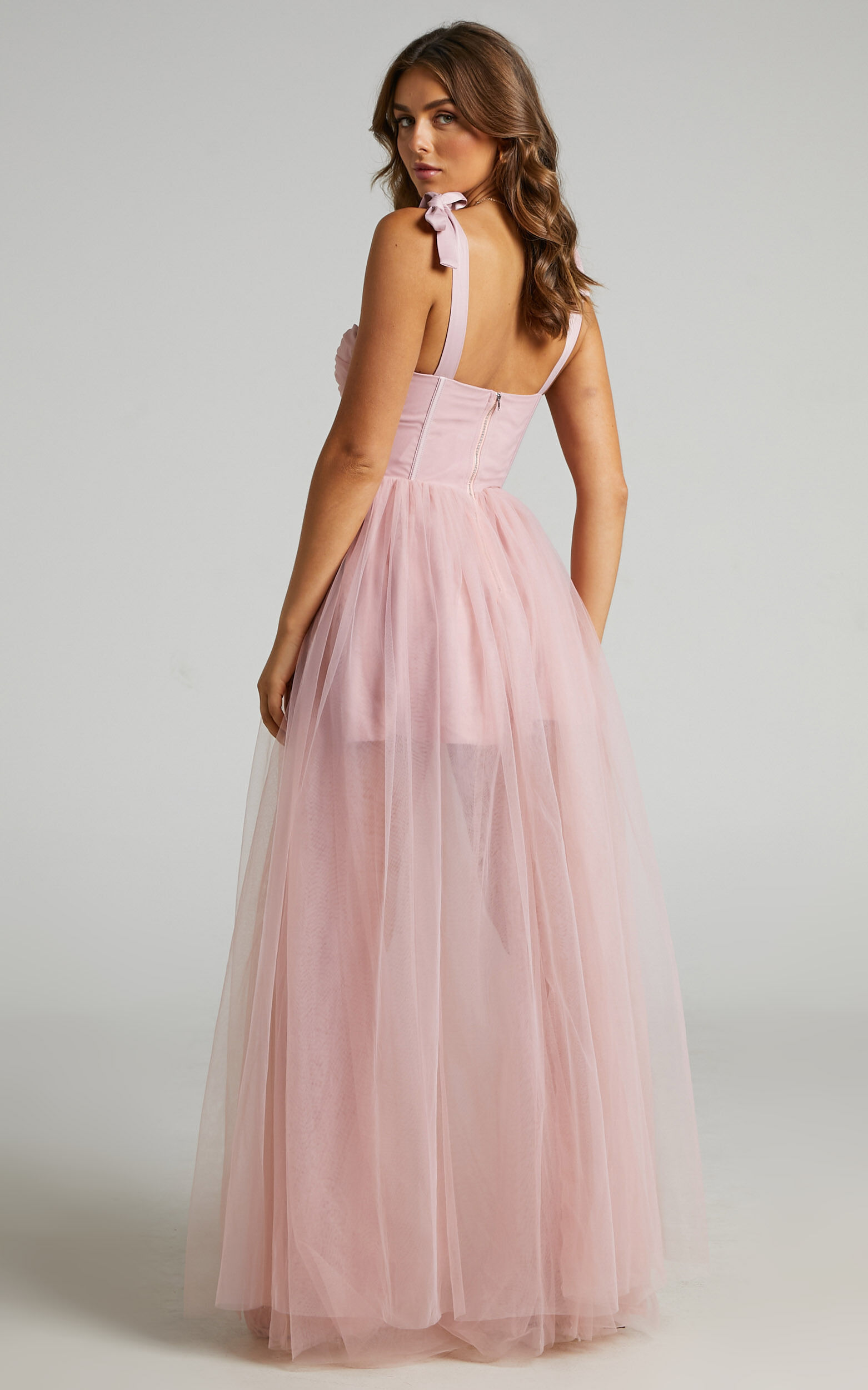 Emmary - Bustier Bodice Tulle Dress in Pink