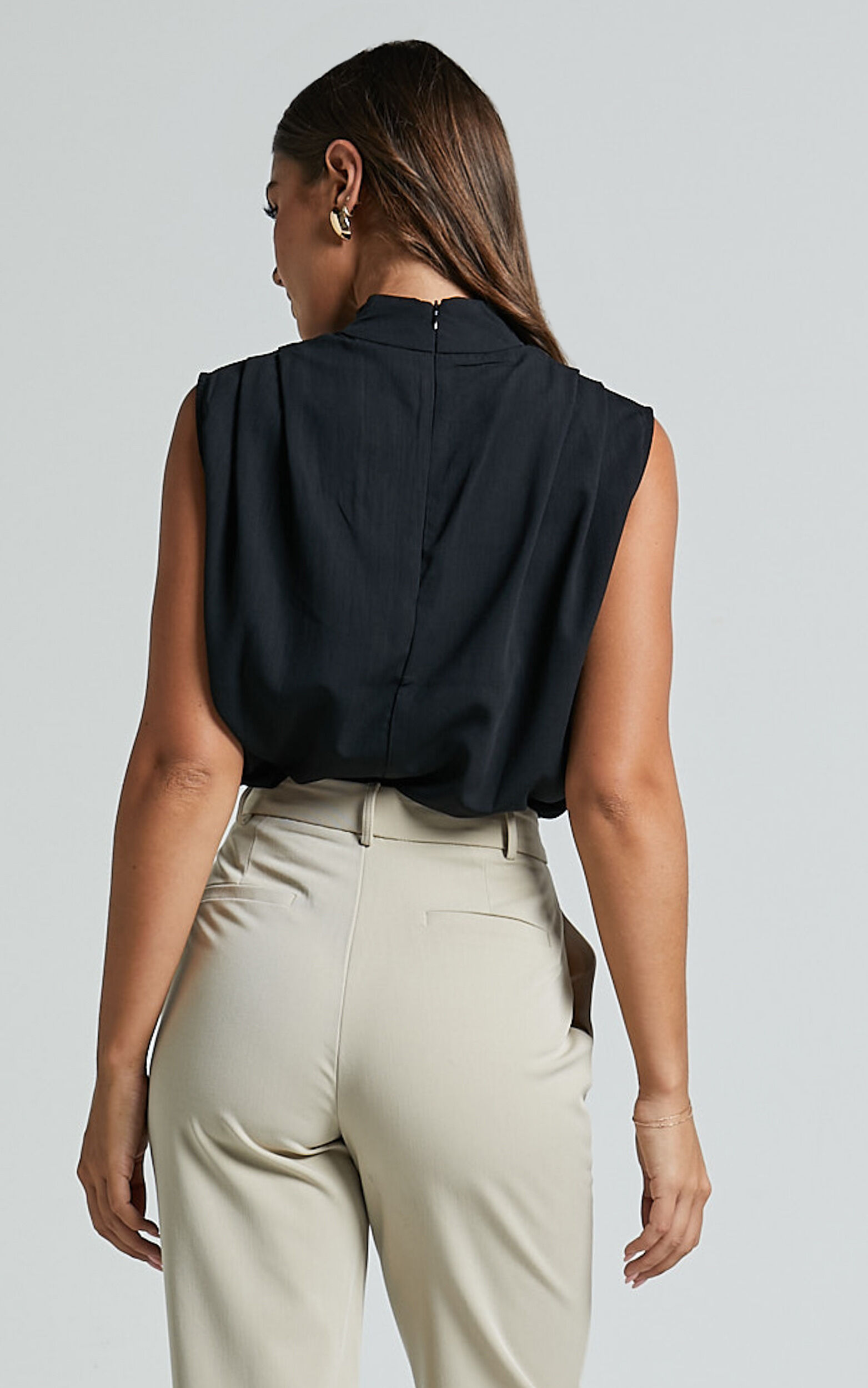Arianae Top - High Neck Top in Black