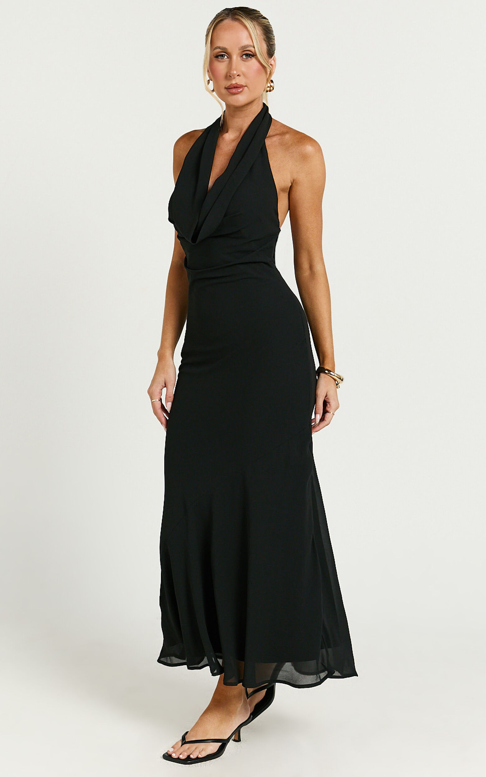 Jeslie Maxi Dress - Halter Neck Dress in Black