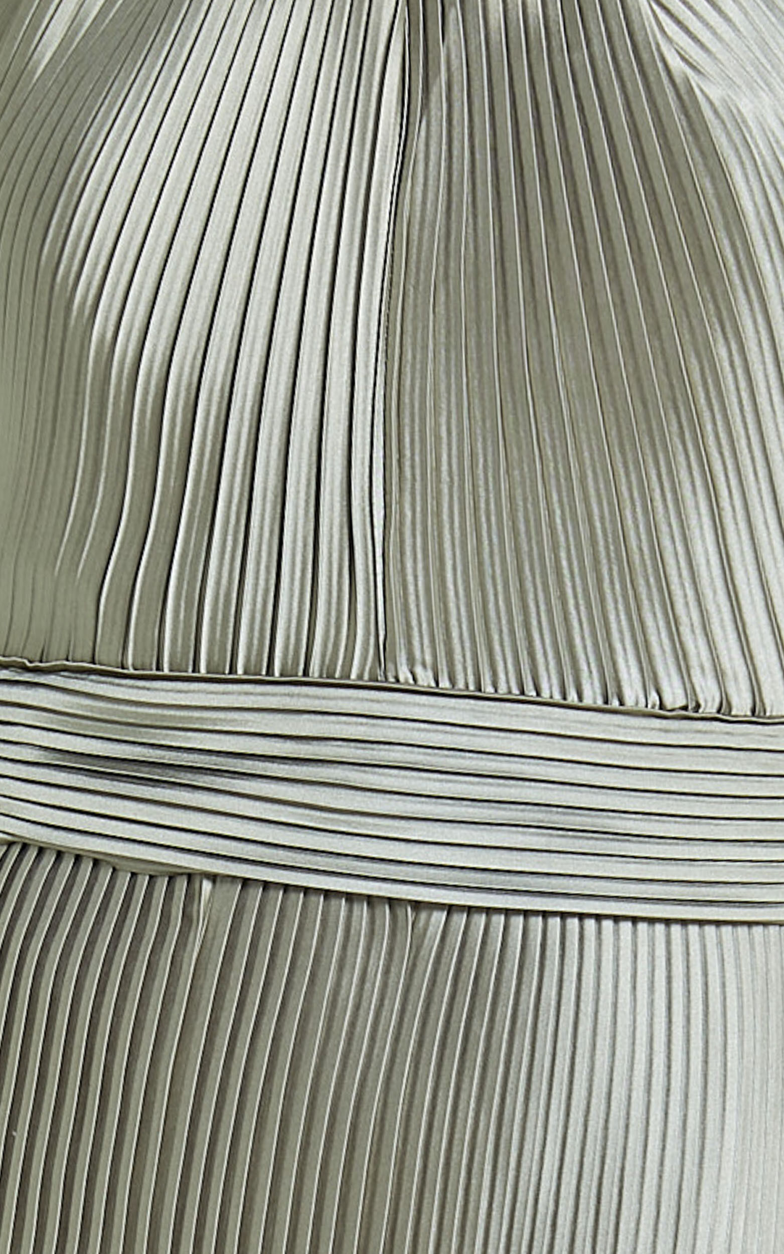 Marlette Midi Dress - Pleated Open Back Halter Dress in Sage